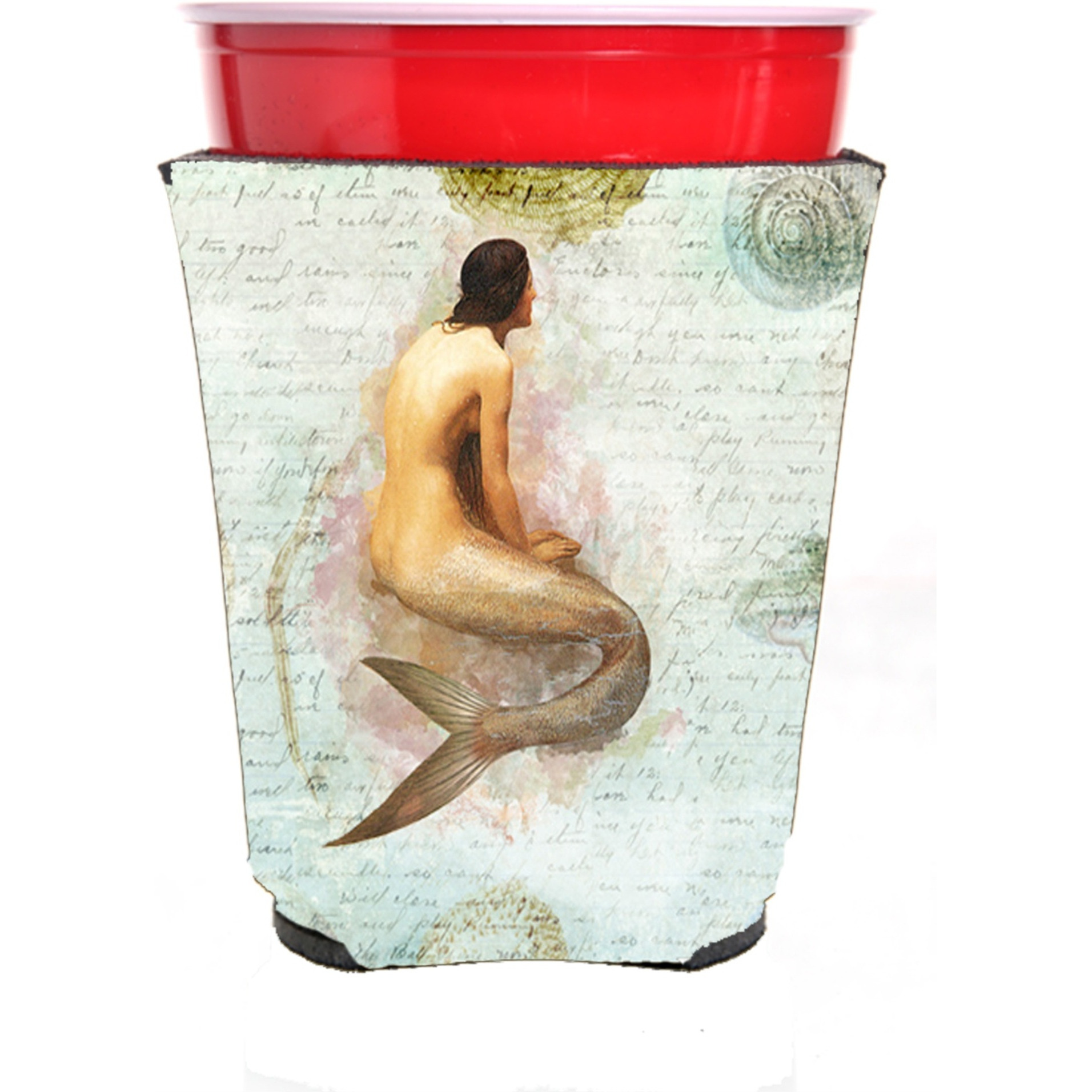 Mermaids and Mermen  Red Solo Cup Beverage Insulator Hugger