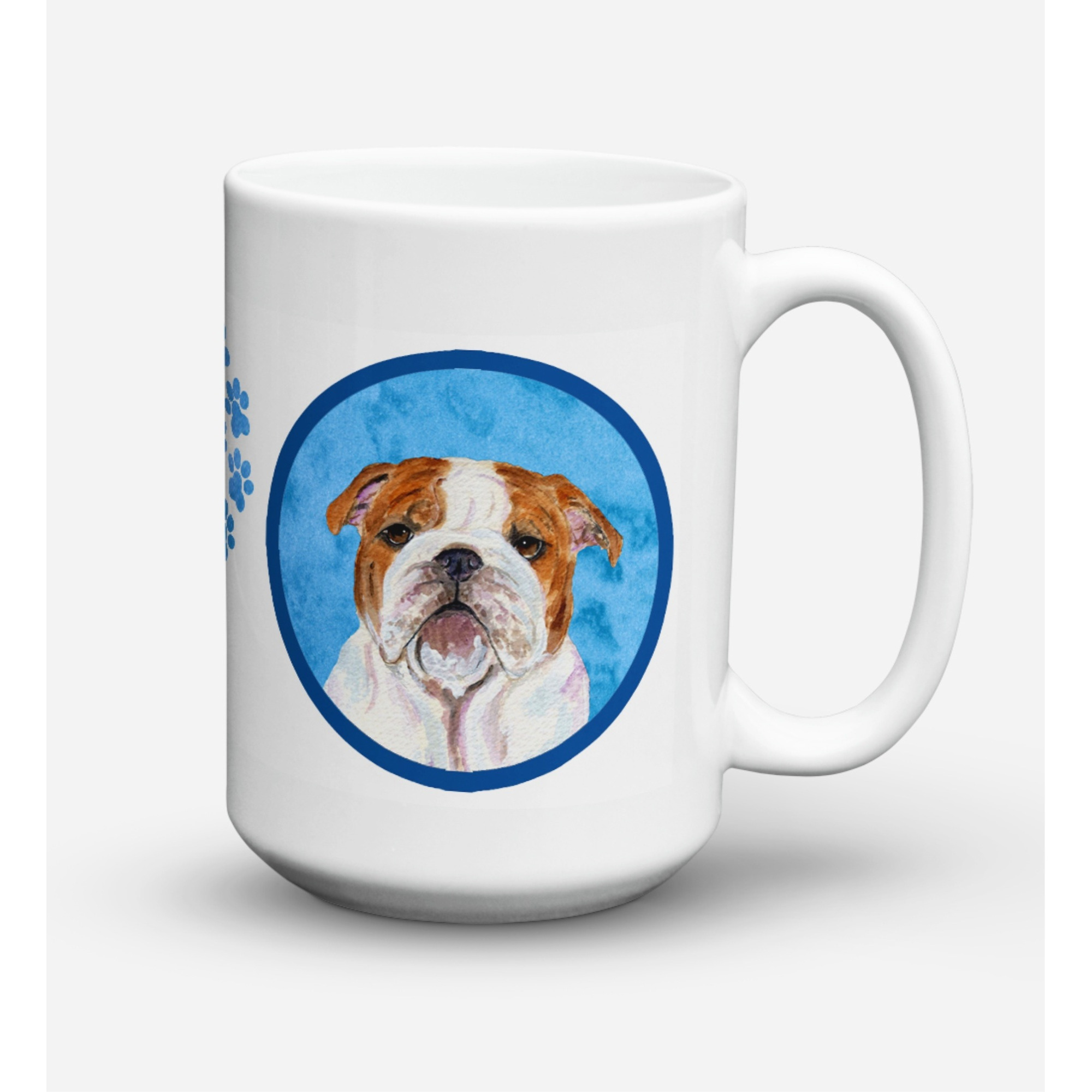 &quotCaroline's Treasures SS4760-BU-CM15 Bulldog English Microwavable Ceramic Coffee Mug, 15 oz, Multicolor"