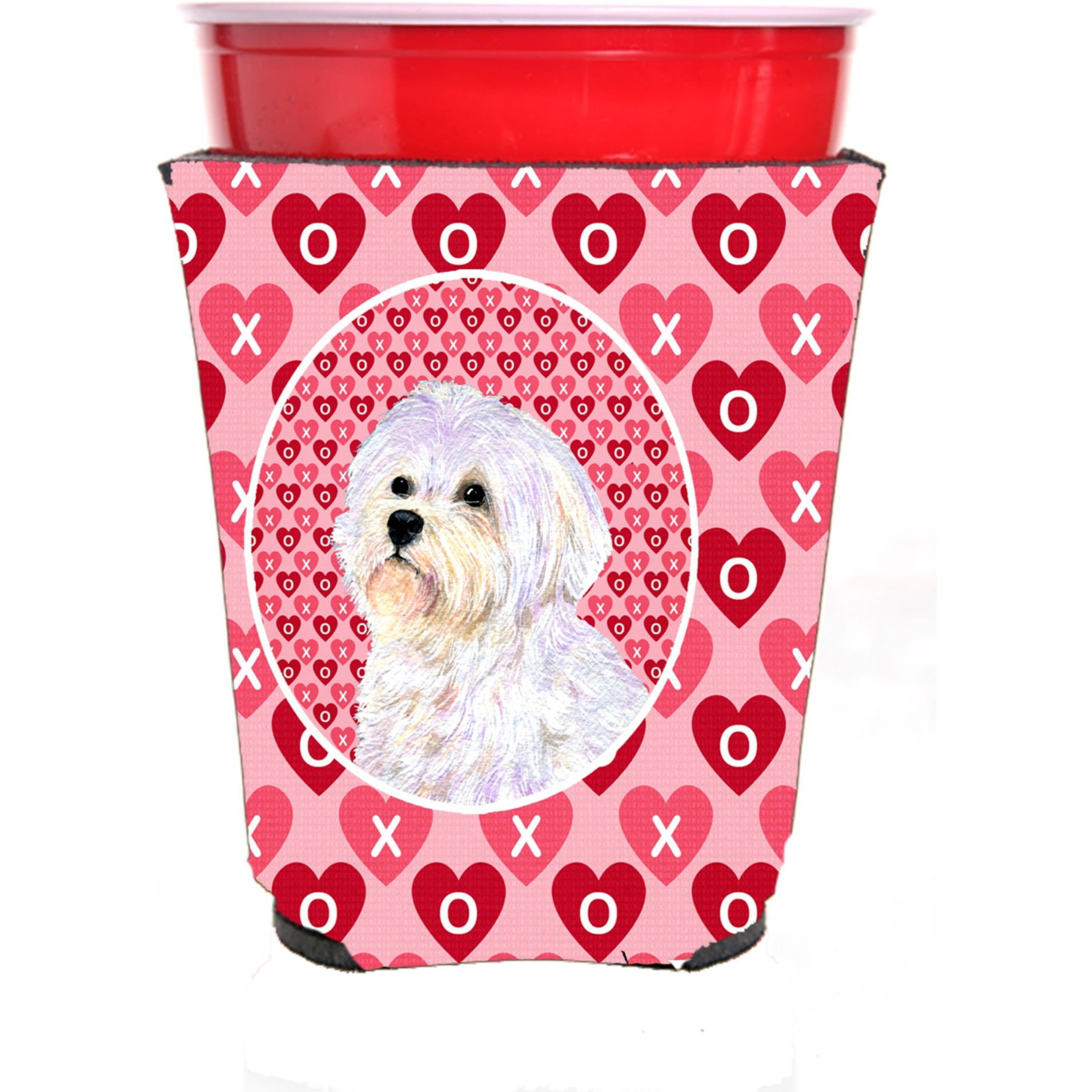 Maltese  Red Solo Cup Beverage Insulator Hugger