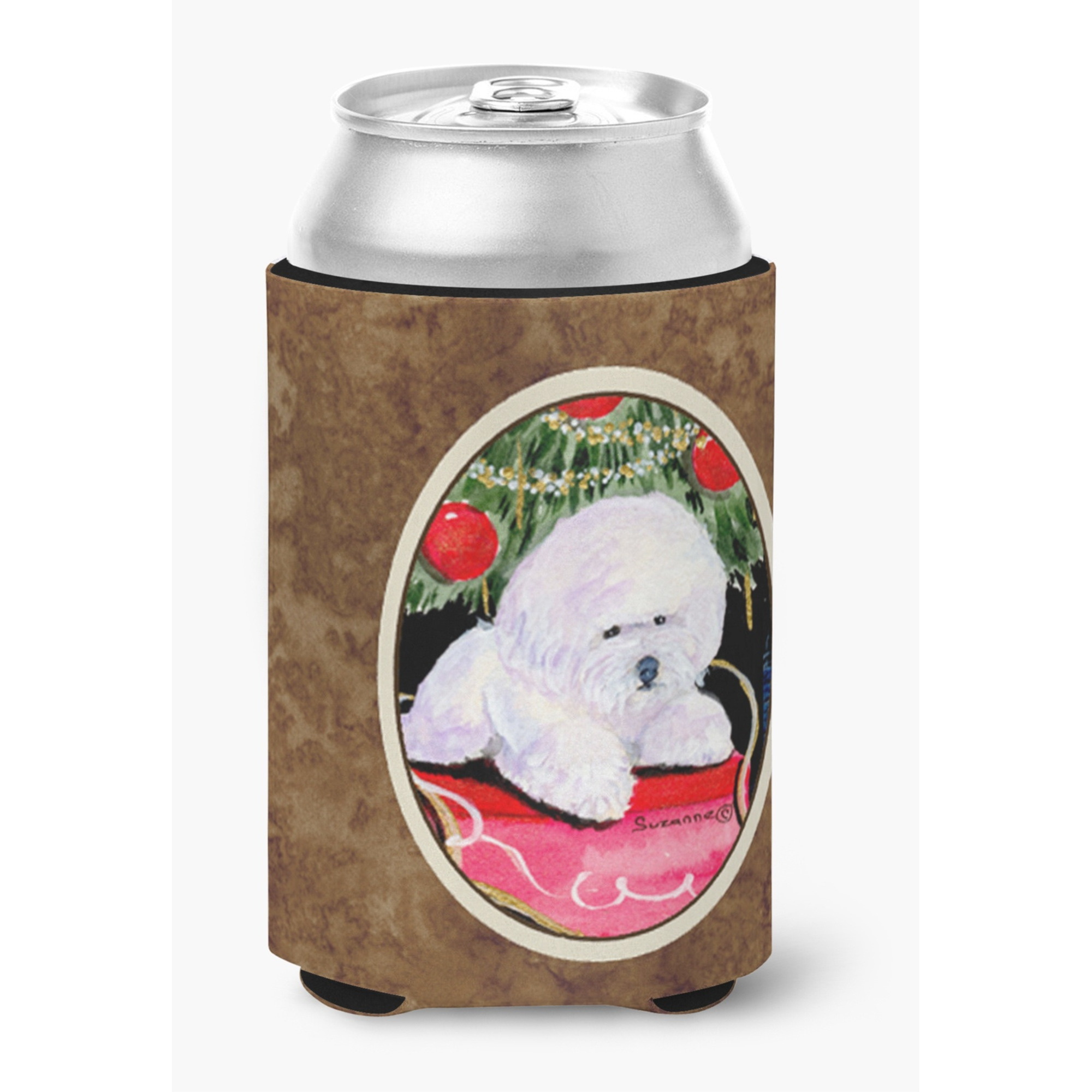 Christmas Tree with  Bichon Frise Can or Bottle Beverage Insulator Hugger