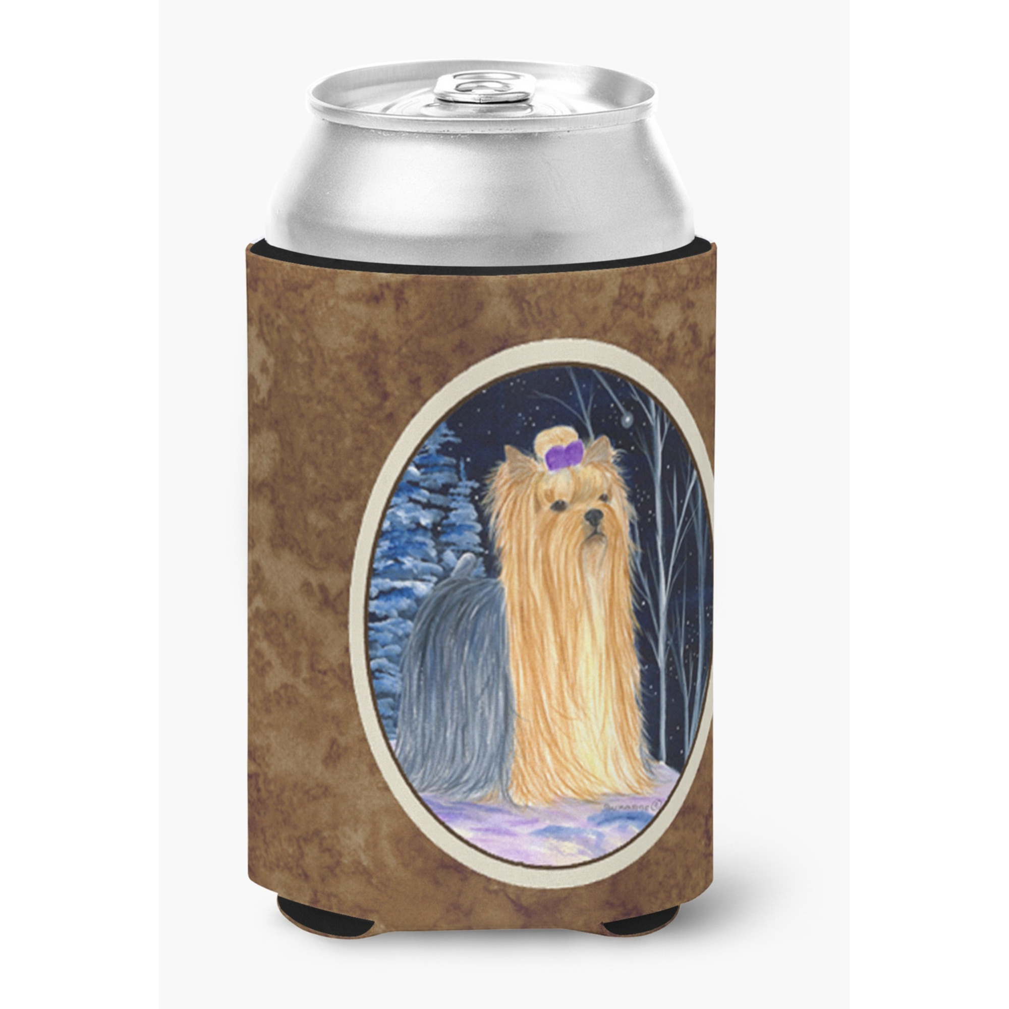 Starry Night Yorkie Can or Bottle Beverage Insulator Hugger