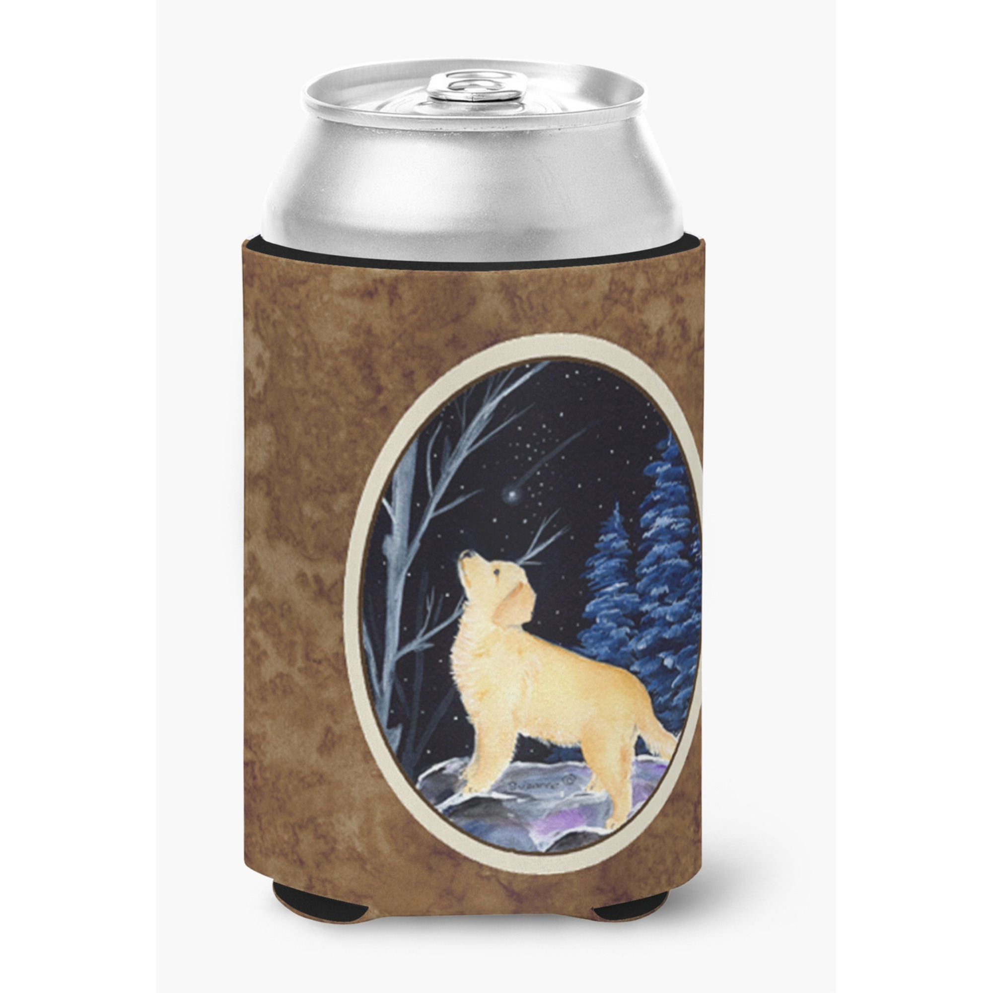 Starry Night Golden Retriever Can or Bottle Beverage Insulator Hugger