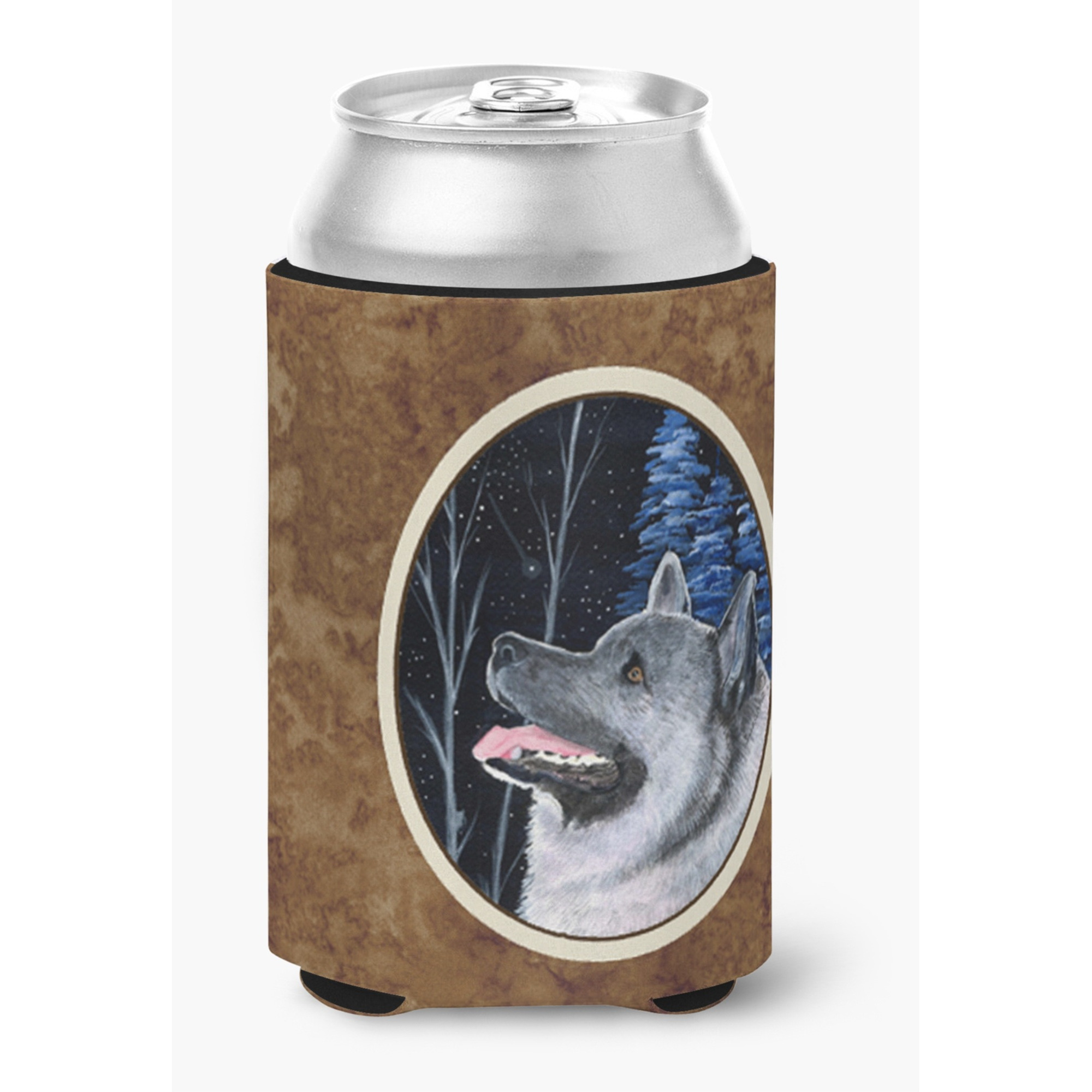 Starry Night Norwegian Elkhound Can or Bottle Beverage Insulator Hugger