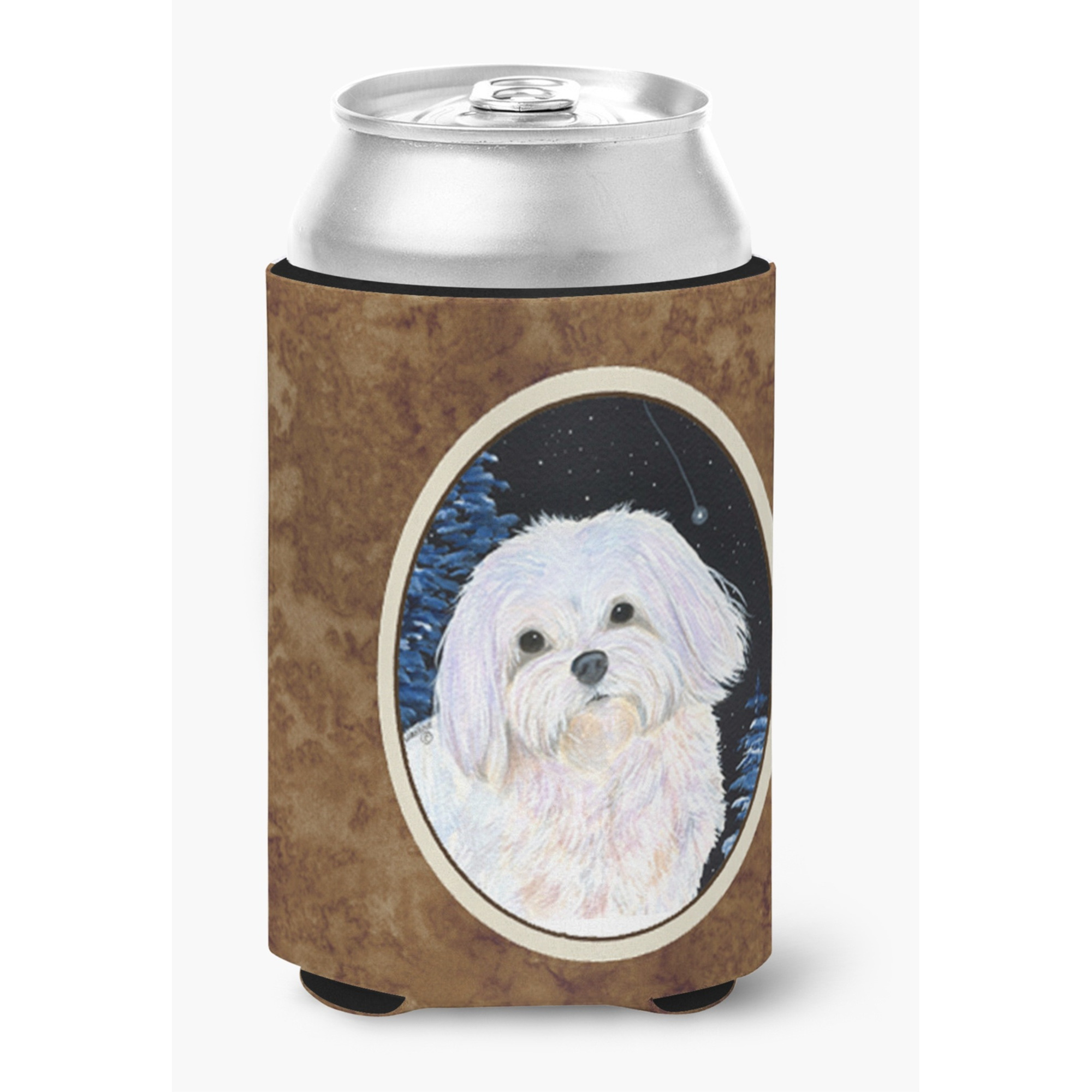 Starry Night Maltese Can or Bottle Beverage Insulator Hugger