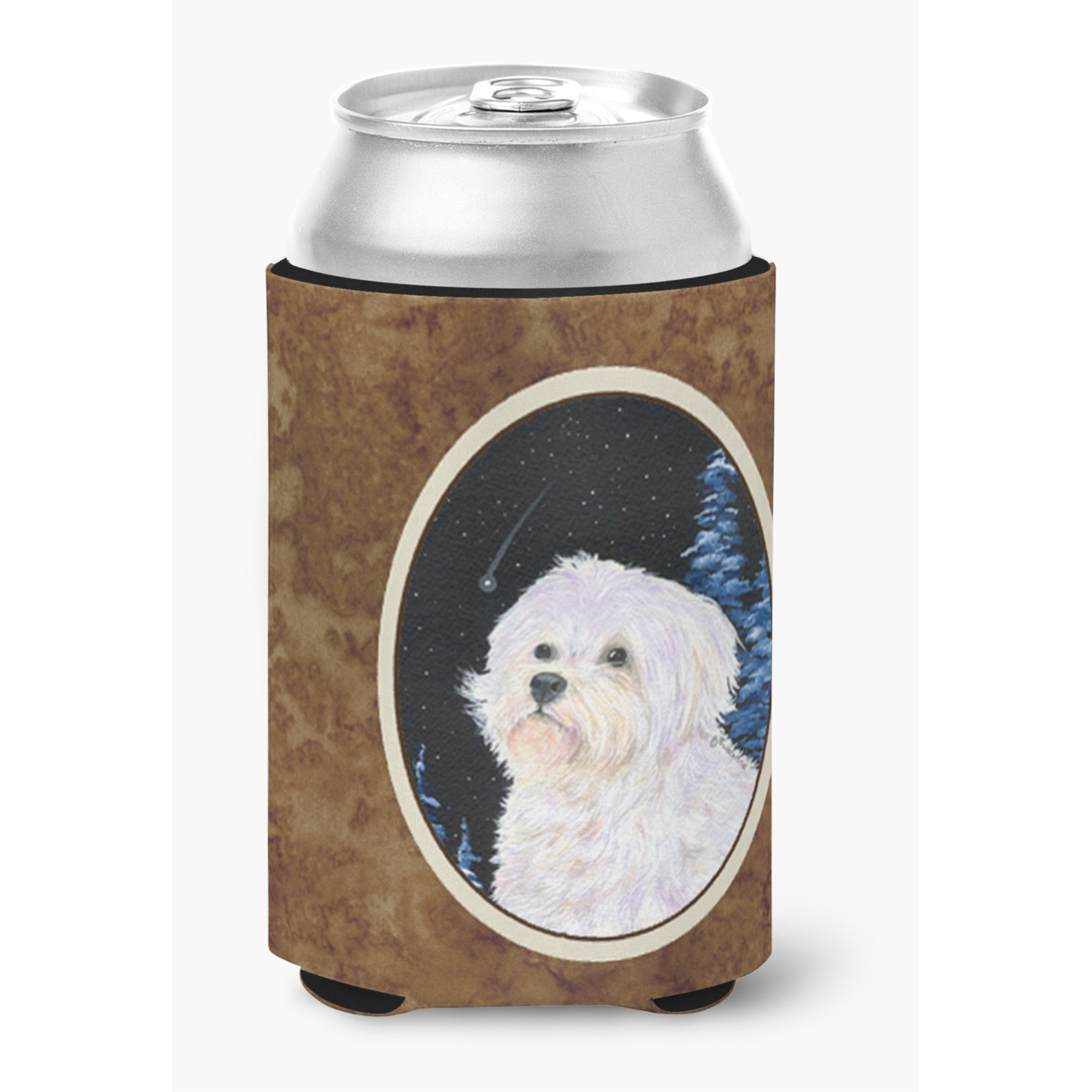 Starry Night Maltese Can or Bottle Beverage Insulator Hugger