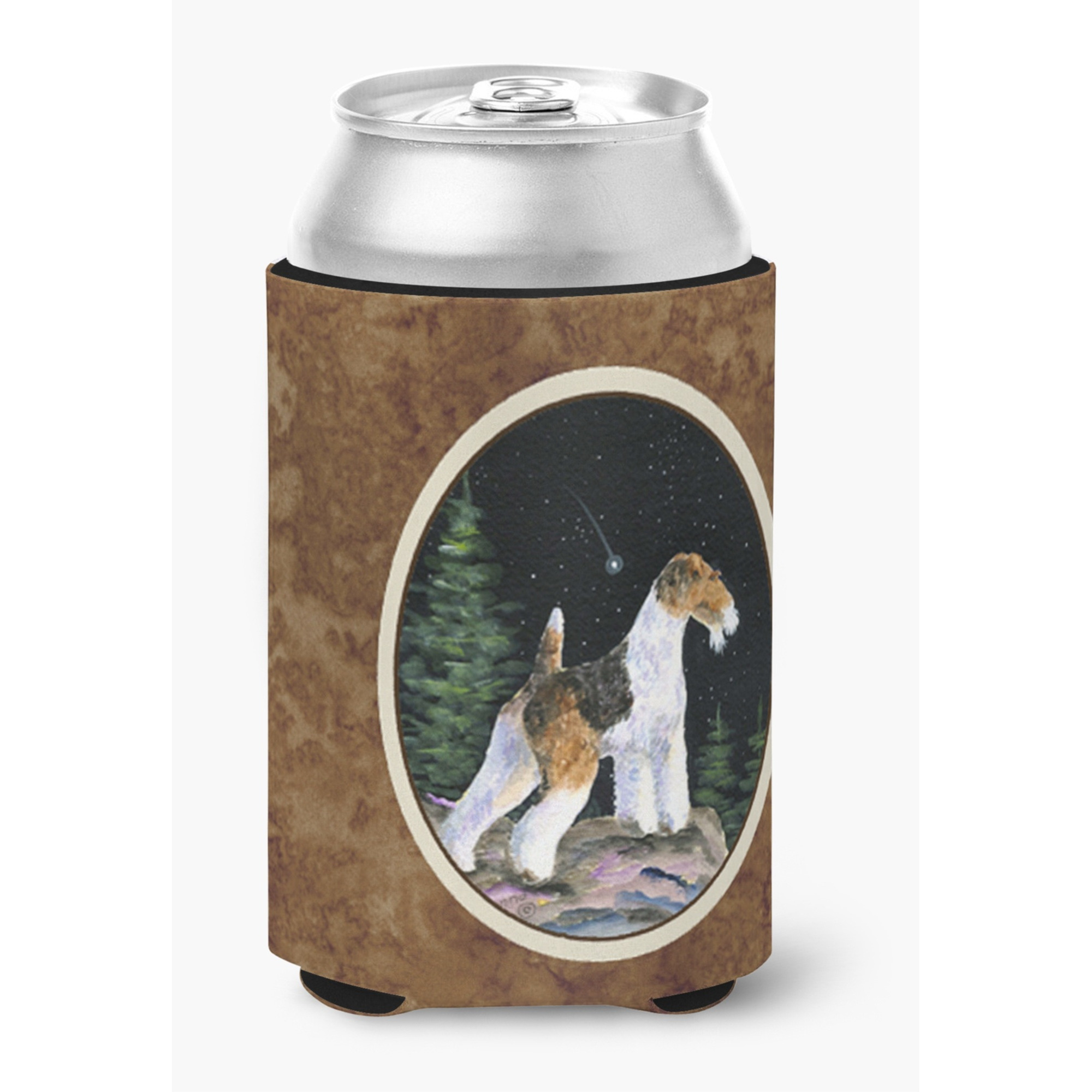 Starry Night Fox Terrier Can or Bottle Beverage Insulator Hugger
