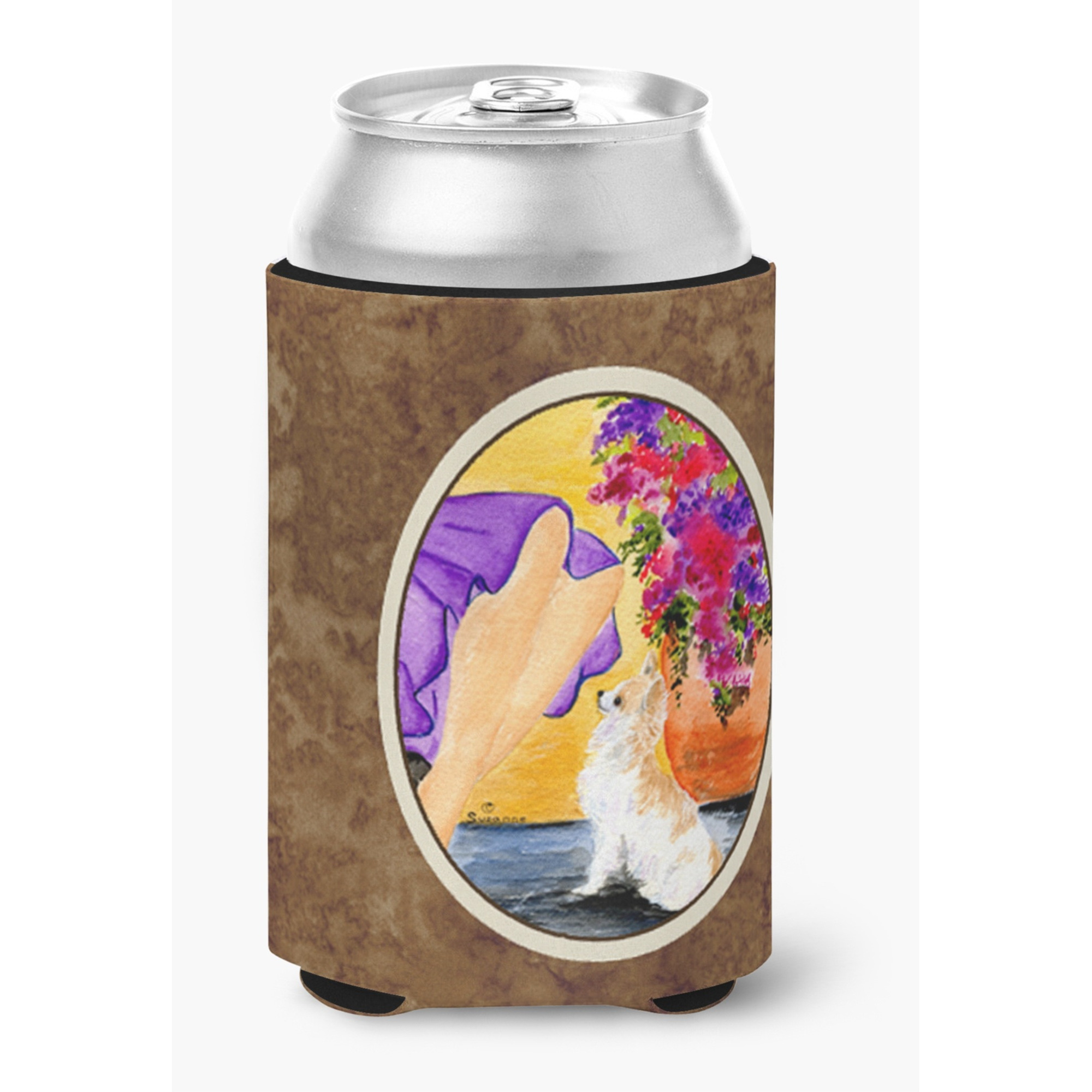 Lady with her Chihuahua Can or Bottle Beverage Insulator Hugger