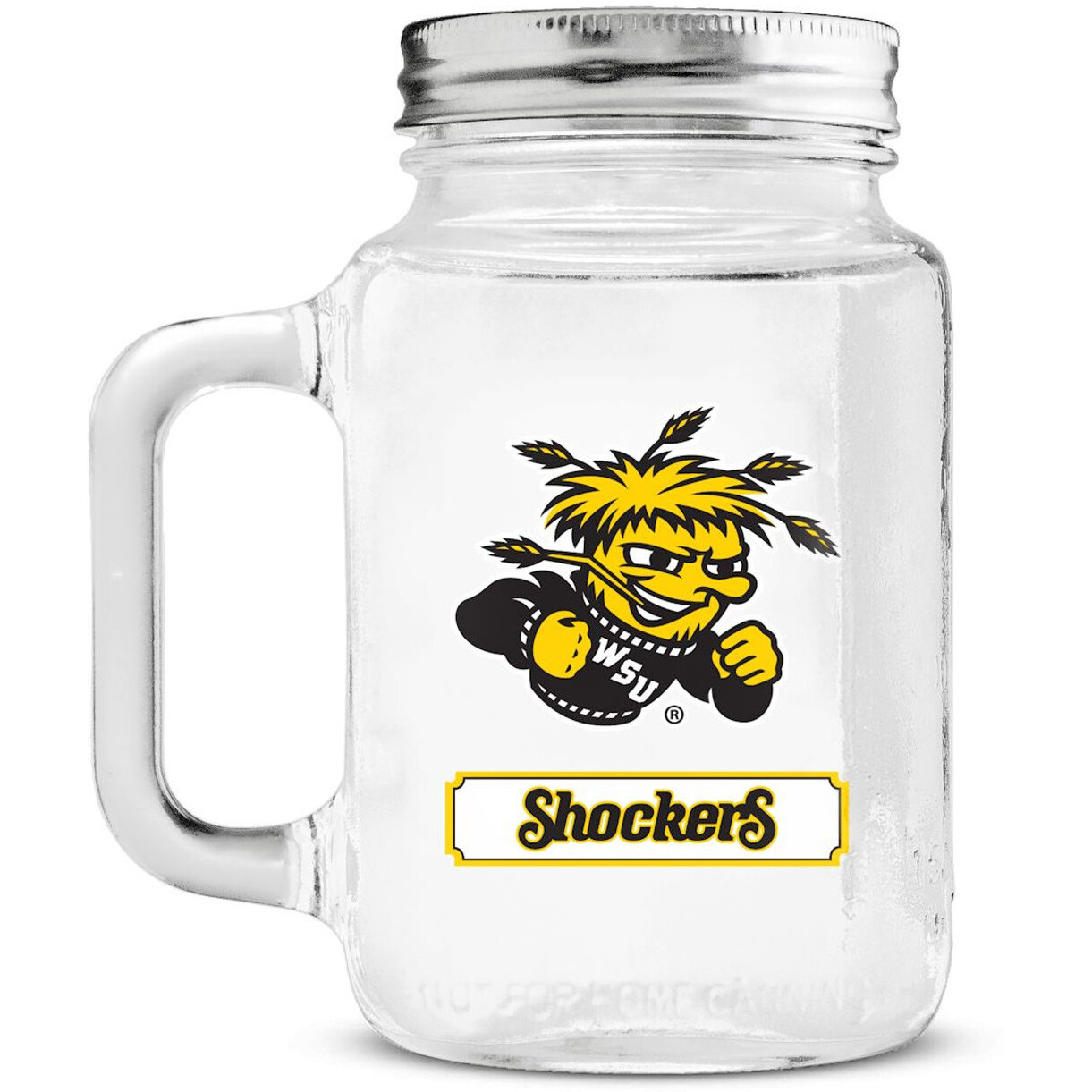 Wichita State Shockers Mason Jar Glass With Lid