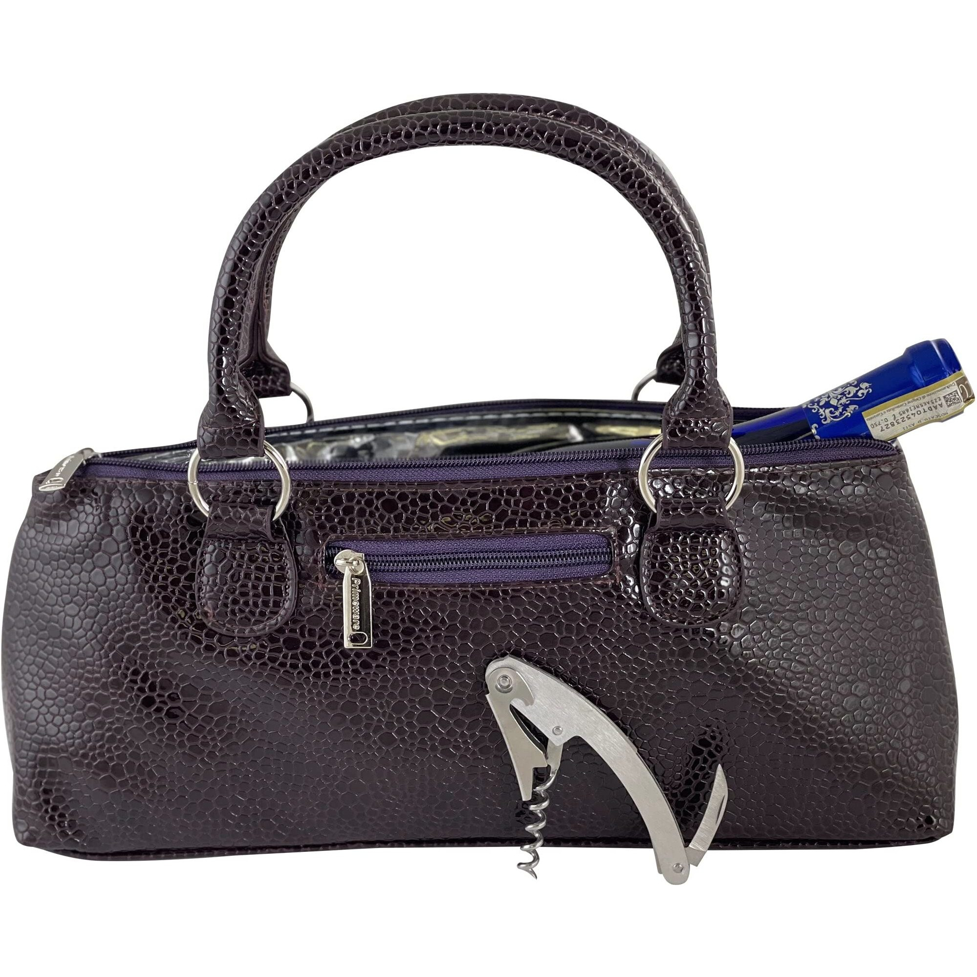 Picnic gift 3025-PP Wine clutch-Serpentes Insulated Single Bottle Wine Tote  Purple