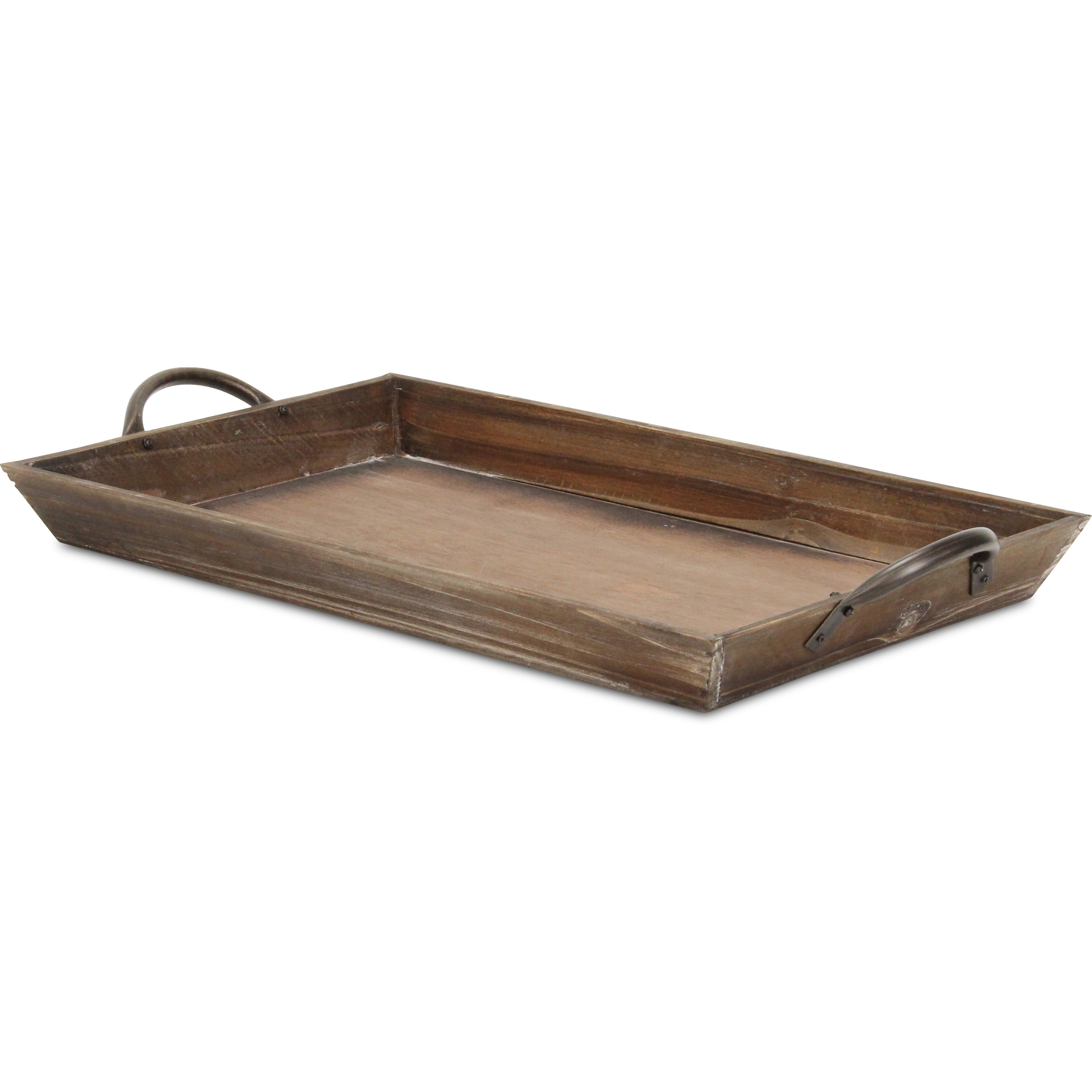 Magnolia Tapered Wood Tray & Metal Handles