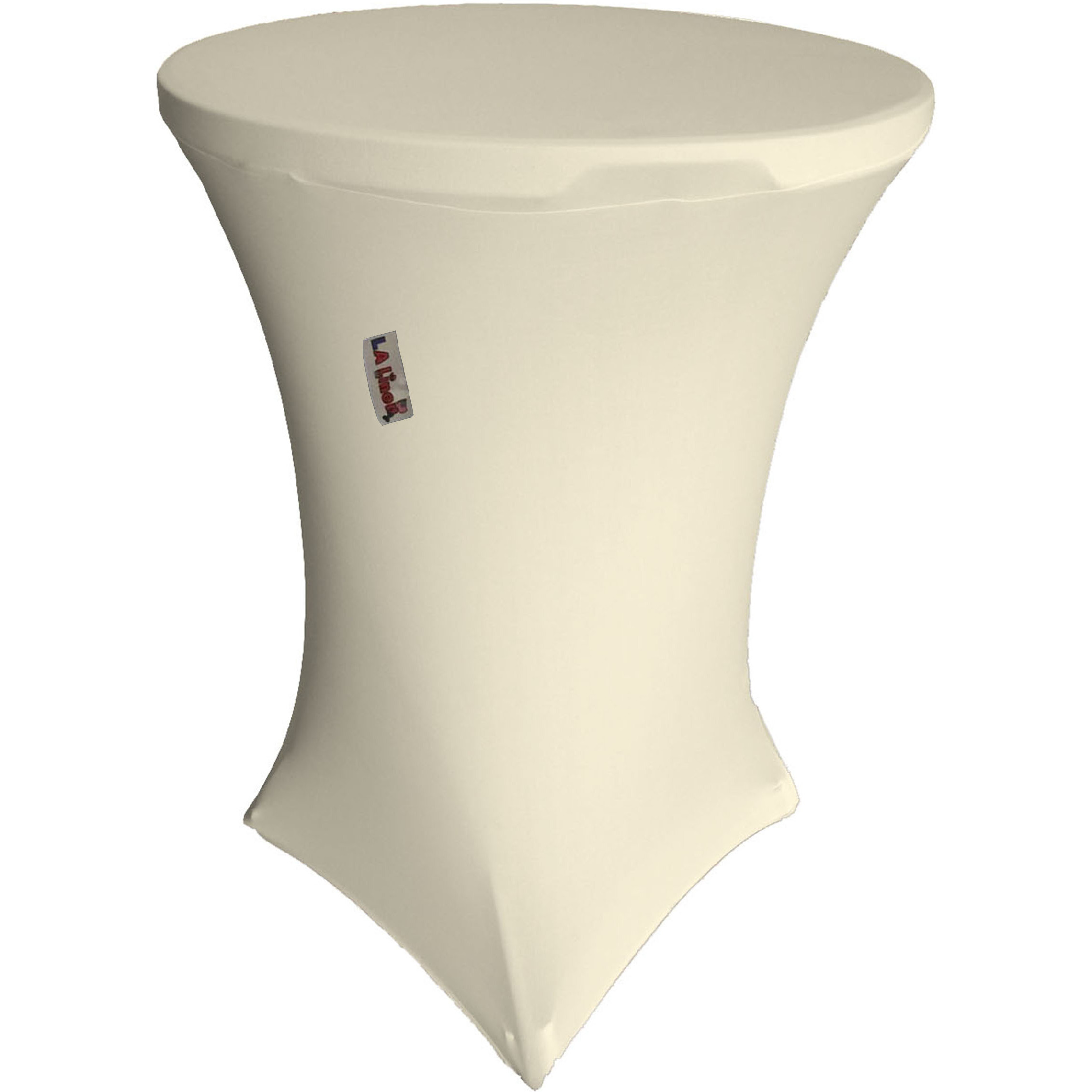 LA Linen Round Spandex Cover For Bar High Cocktail Table, 36-Inch Round 42-Inch High, Ivory