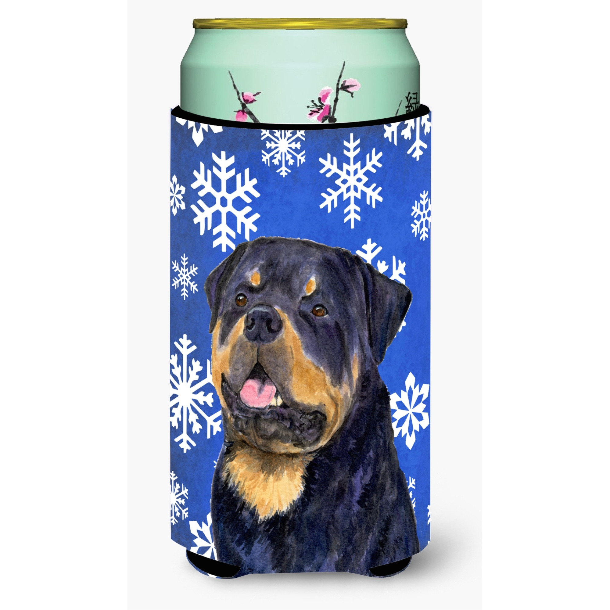 Rottweiler Winter Snowflakes Holiday  Tall Boy Beverage Insulator Beverage Insulator Hugger