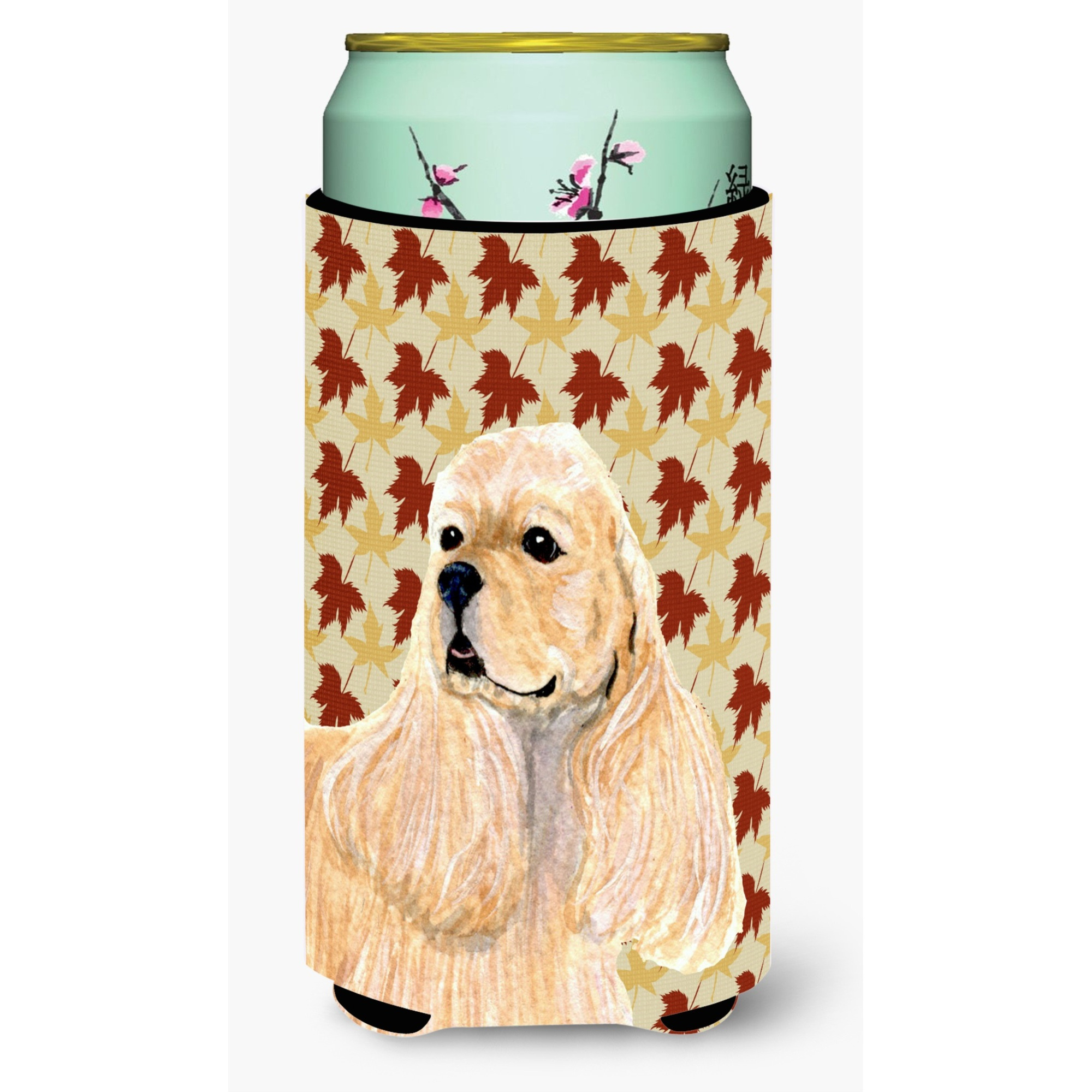Cocker Spaniel Fall Leaves Portrait  Tall Boy Beverage Insulator Beverage Insulator Hugger