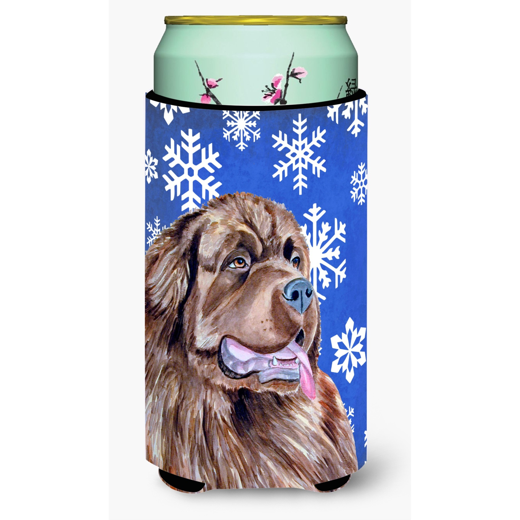 Newfoundland Winter Snowflakes Holiday  Tall Boy Beverage Insulator Beverage Insulator Hugger