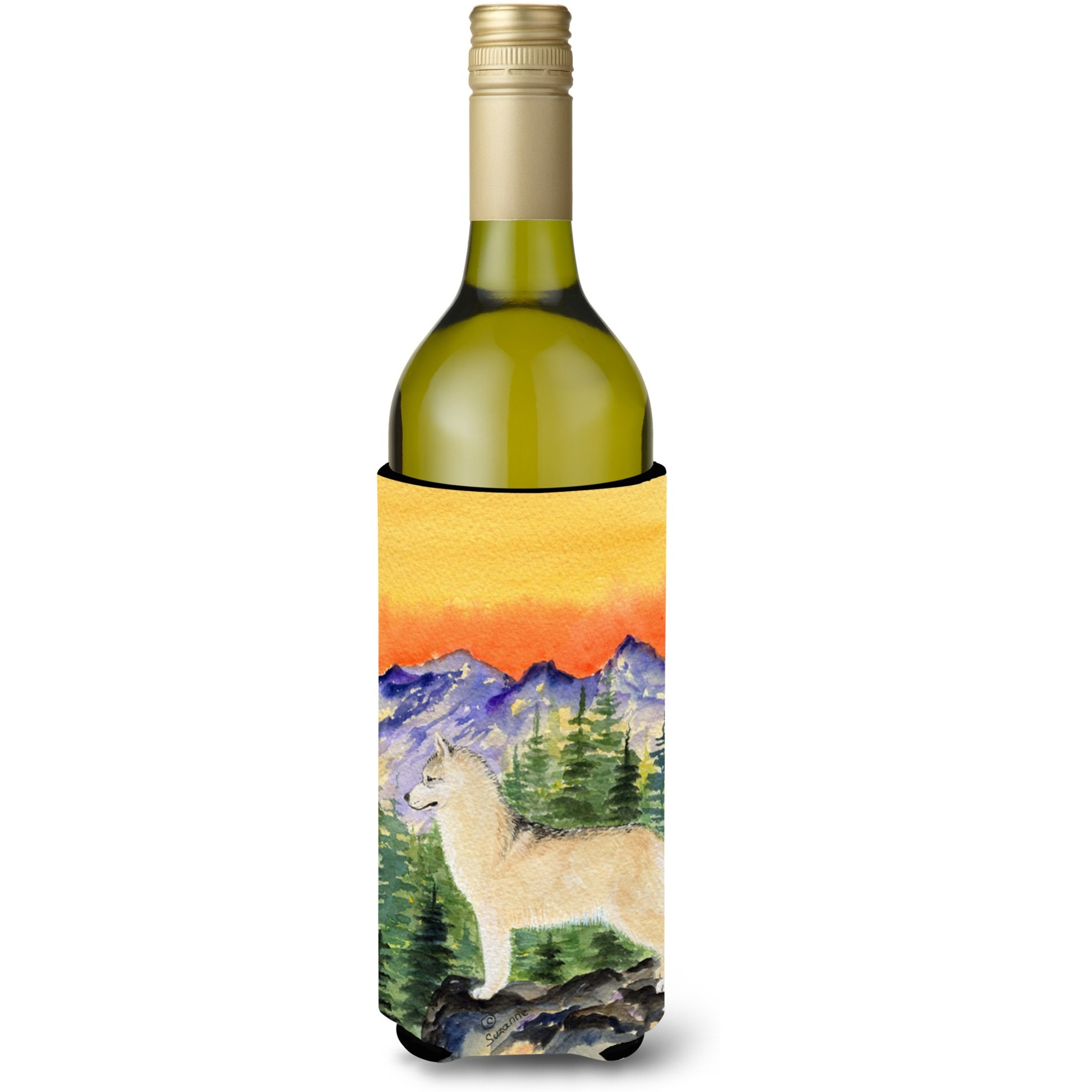 Siberian Husky Wine Bottle Beverage Insulator Beverage Insulator Hugger SS8285LITERK