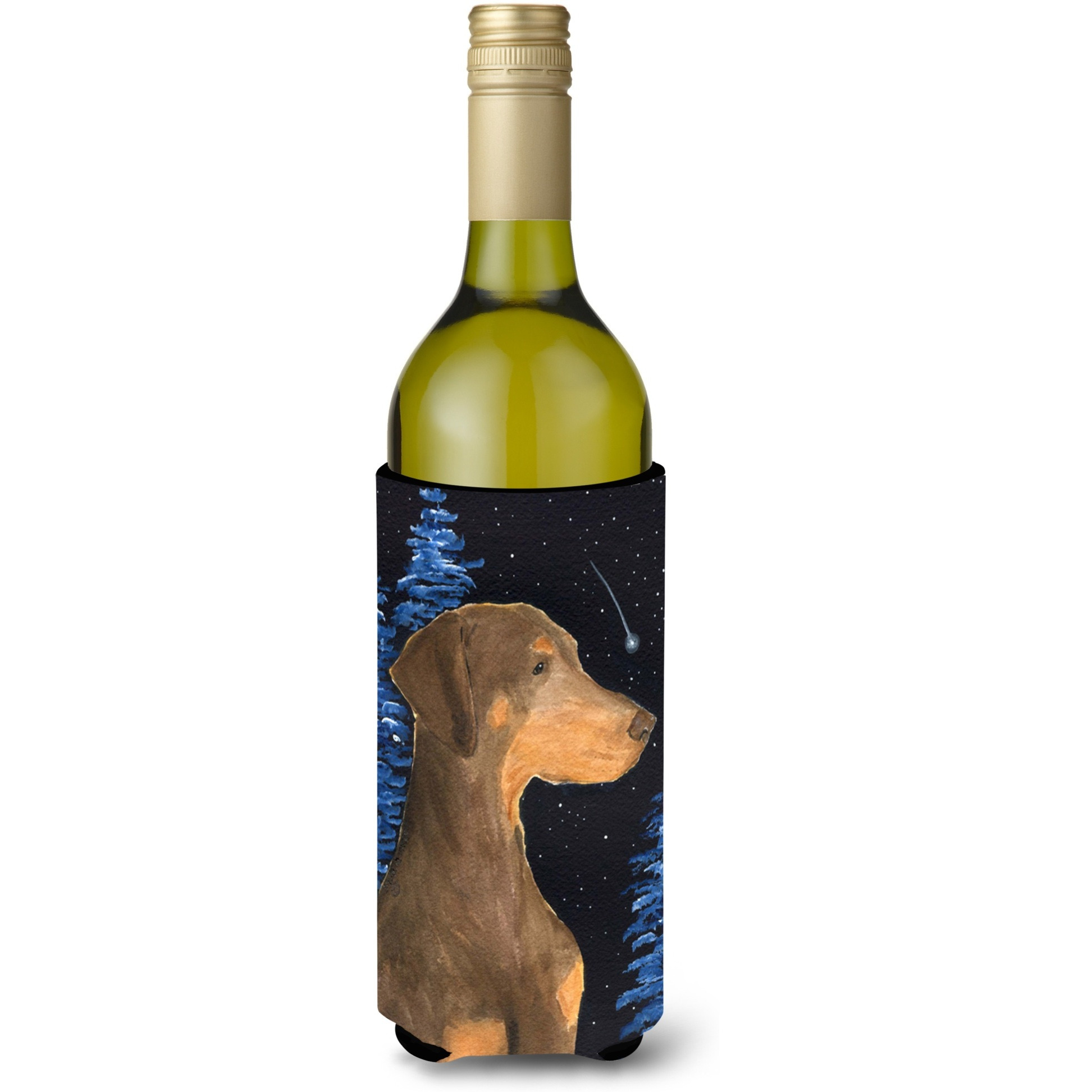 Starry Night Doberman Wine Bottle Beverage Insulator Beverage Insulator Hugger