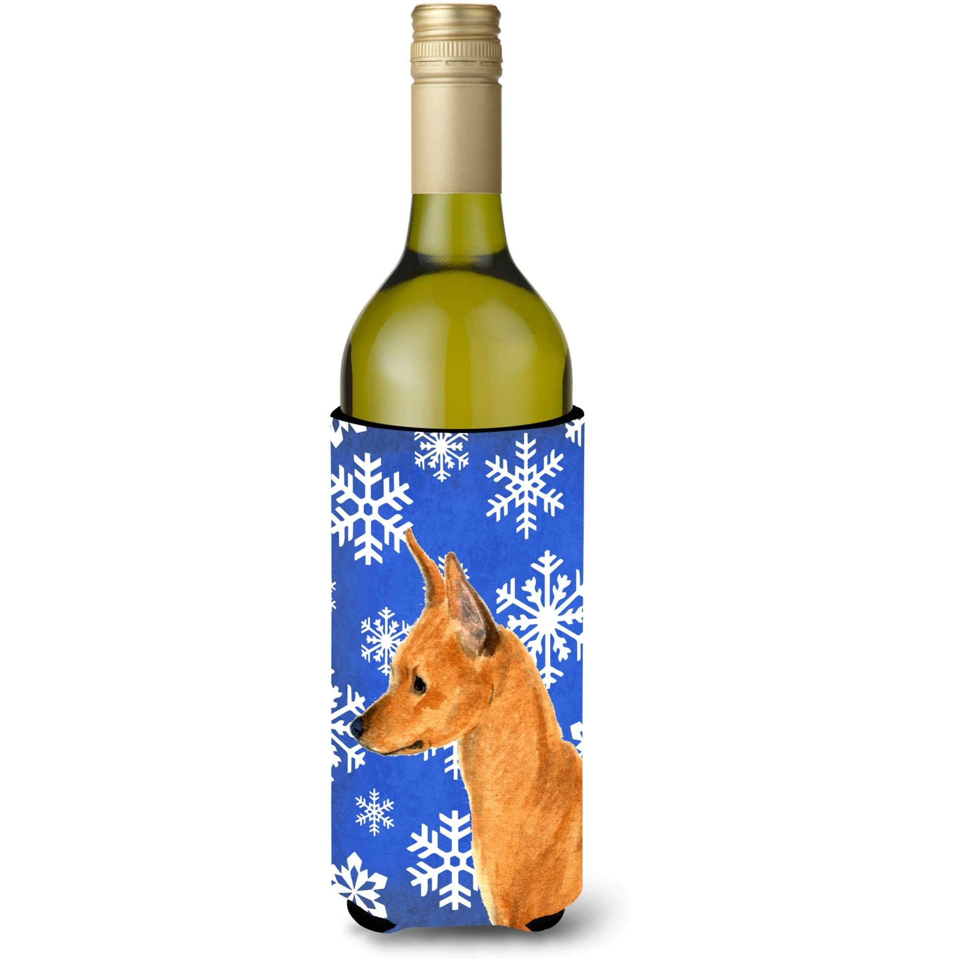 Min Pin Winter Snowflakes Holiday Wine Bottle Beverage Insulator Beverage Insulator Hugger SS4604LITERK