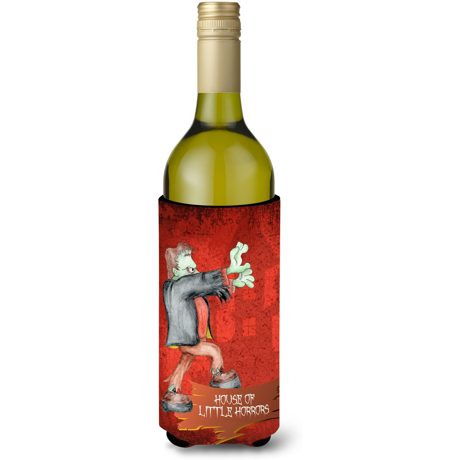 Little House of Horrors with Frankenstein Halloween Wine Bottle Beverage Insulator Beverage Insulator Hugger