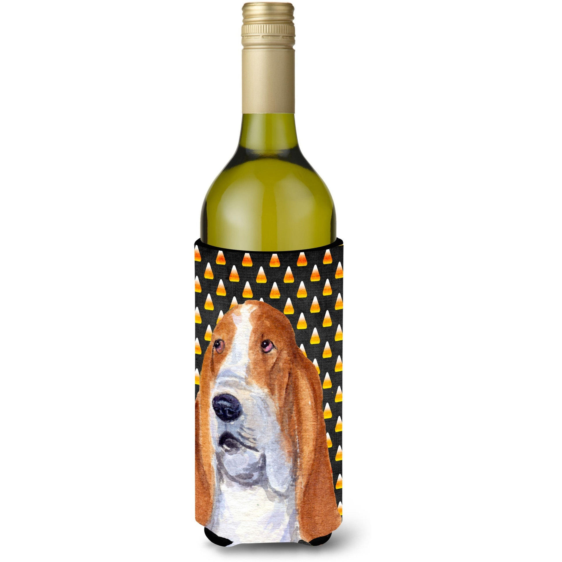 Basset Hound  Halloween Portrait Wine Bottle Beverage Insulator Beverage Insulator Hugger SS4321LITERK