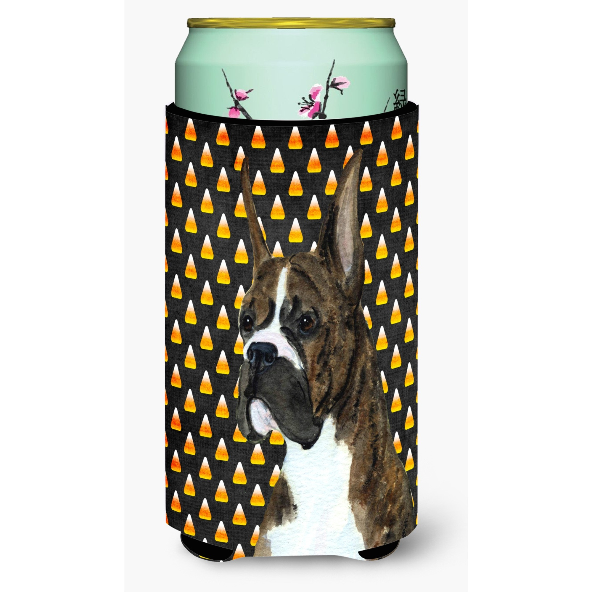 Boxer Candy Corn Halloween Portrait  Tall Boy Beverage Insulator Beverage Insulator Hugger