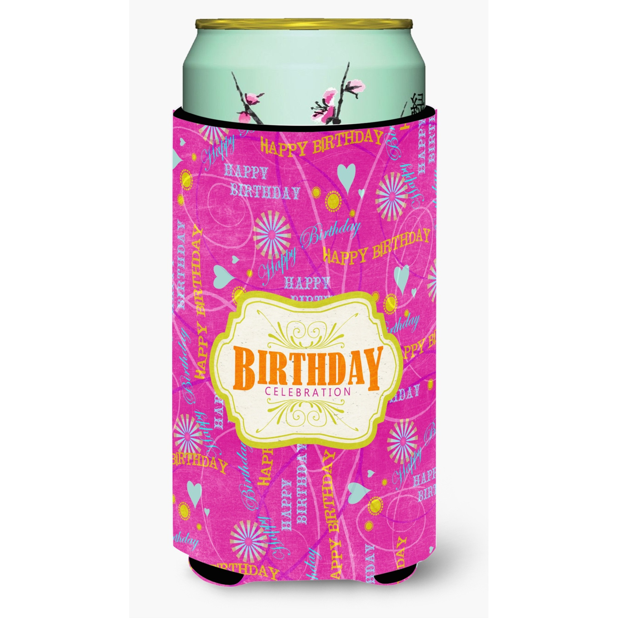 Happy Birthday Pink  Tall Boy Beverage Insulator Beverage Insulator Hugger