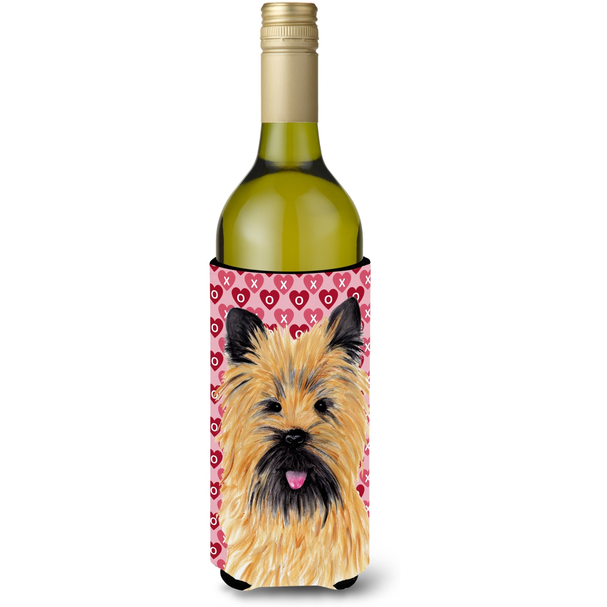Cairn Terrier Hearts  Valentine's Day Portrait Wine Bottle Beverage Insulator Beverage Insulator Hugger