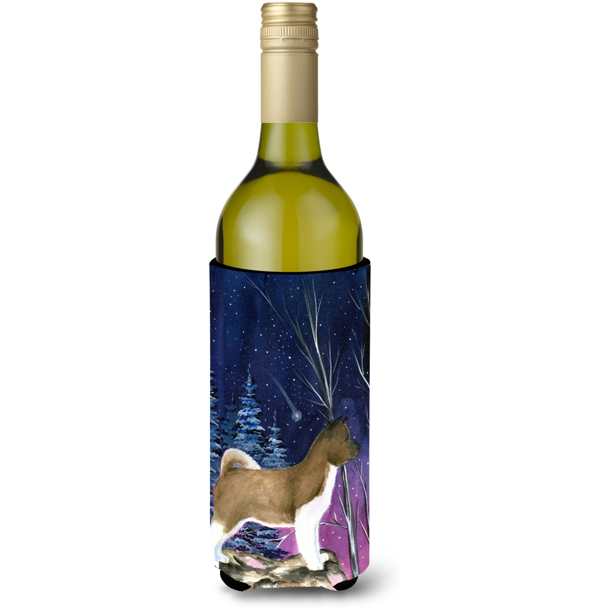 Starry Night Akita Wine Bottle Beverage Insulator Beverage Insulator Hugger