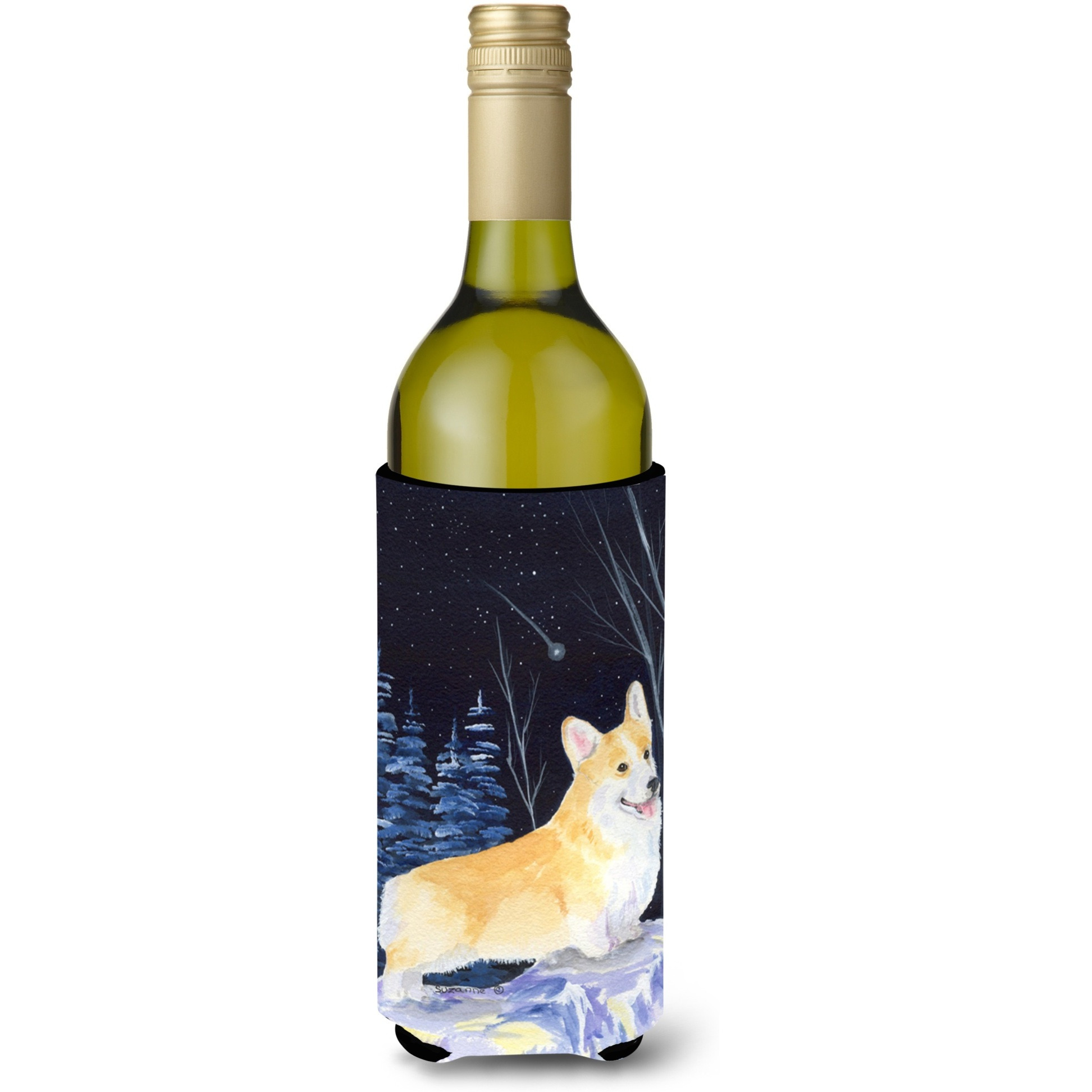 Starry Night Corgi Wine Bottle Beverage Insulator Beverage Insulator Hugger