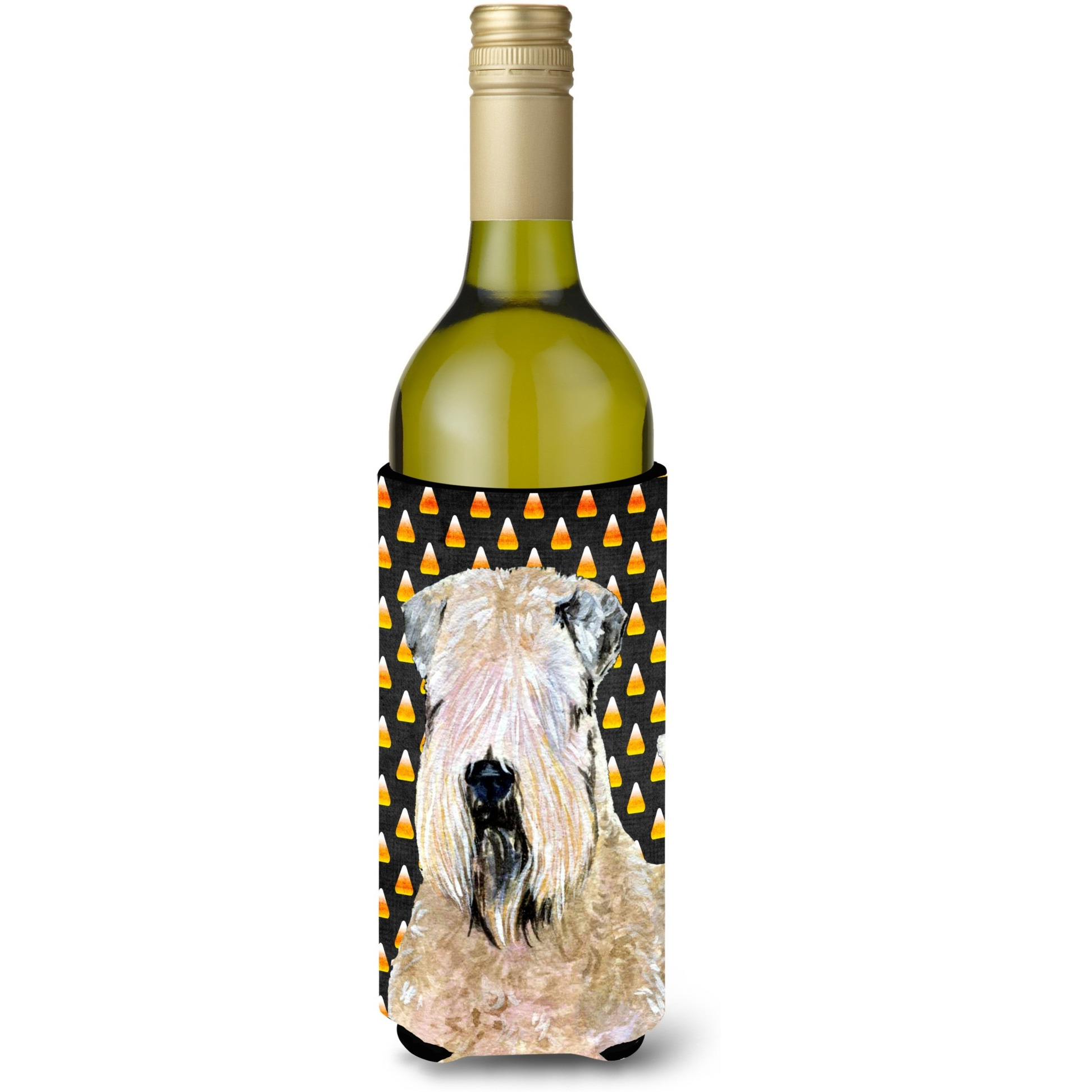 Wheaten Terrier Soft Coated   Halloween Portrait Wine Bottle Beverage Insulator Beverage Insulator Hugger
