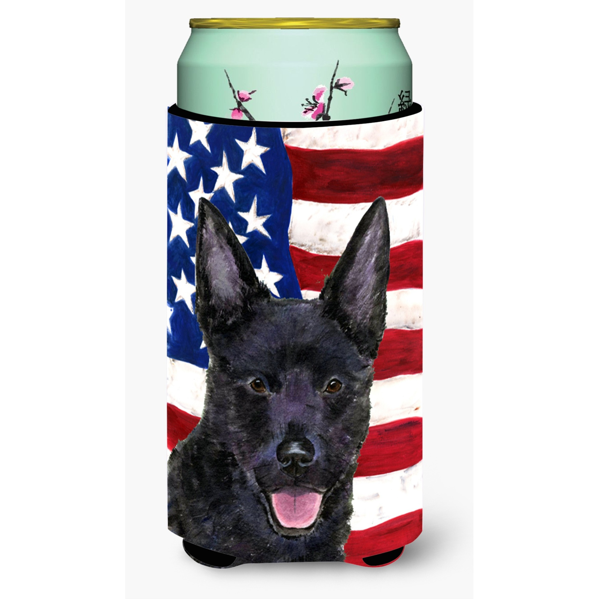 USA American Flag with Australian Kelpie  Tall Boy Beverage Insulator Beverage Insulator Hugger