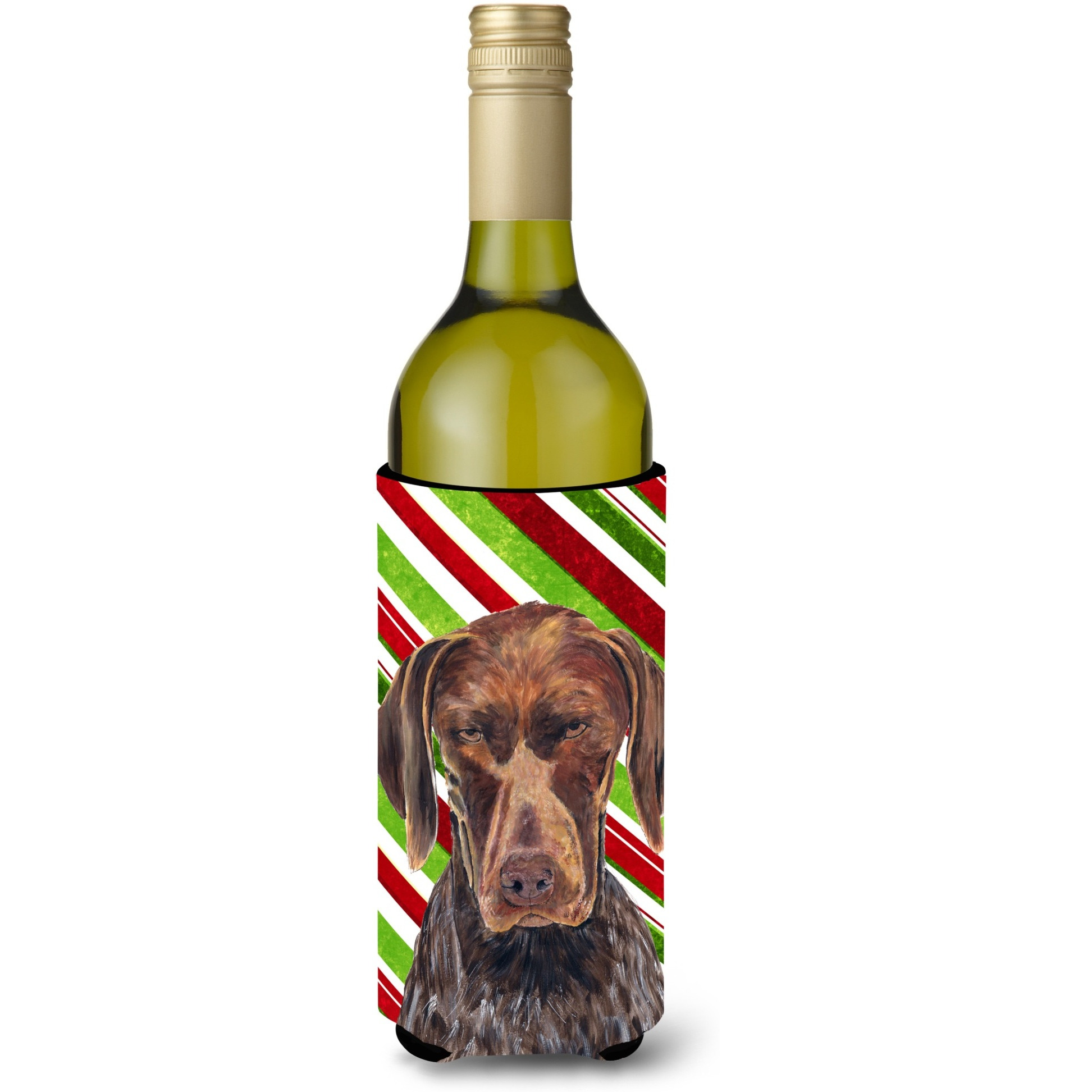 German Shorthaired Pointer   Holiday Christmas Wine Bottle Beverage Insulator Beverage Insulator Hugger