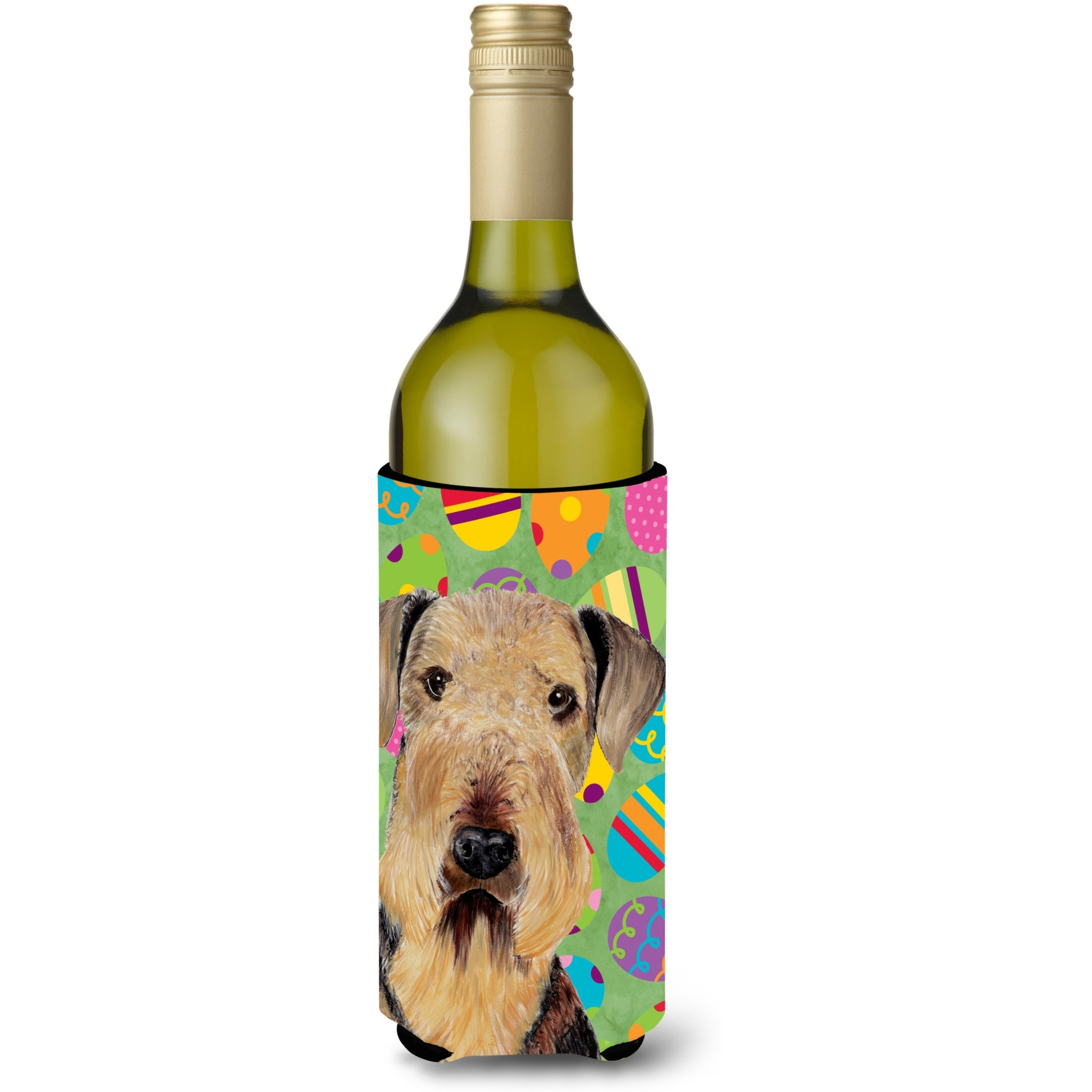 Airedale Easter Eggtravaganza Wine Bottle Beverage Insulator Beverage Insulator Hugger SC9453LITERK