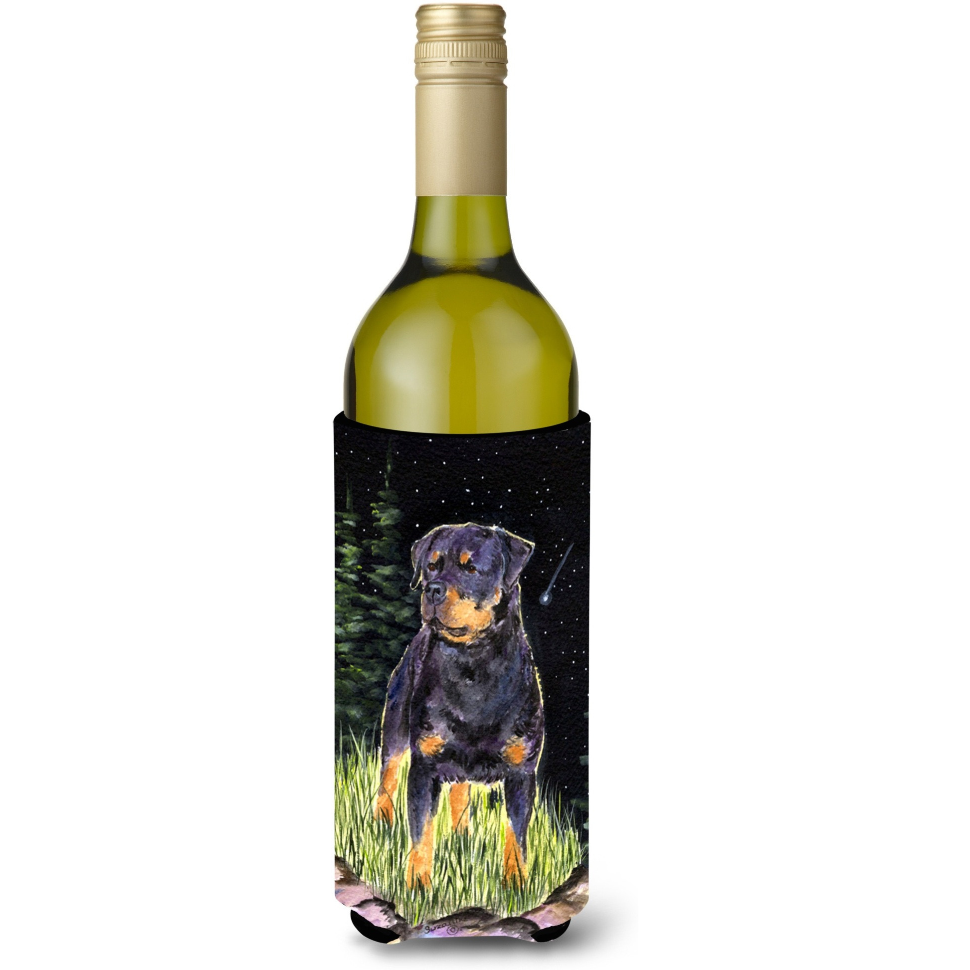 Starry Night Rottweiler Wine Bottle Beverage Insulator Beverage Insulator Hugger