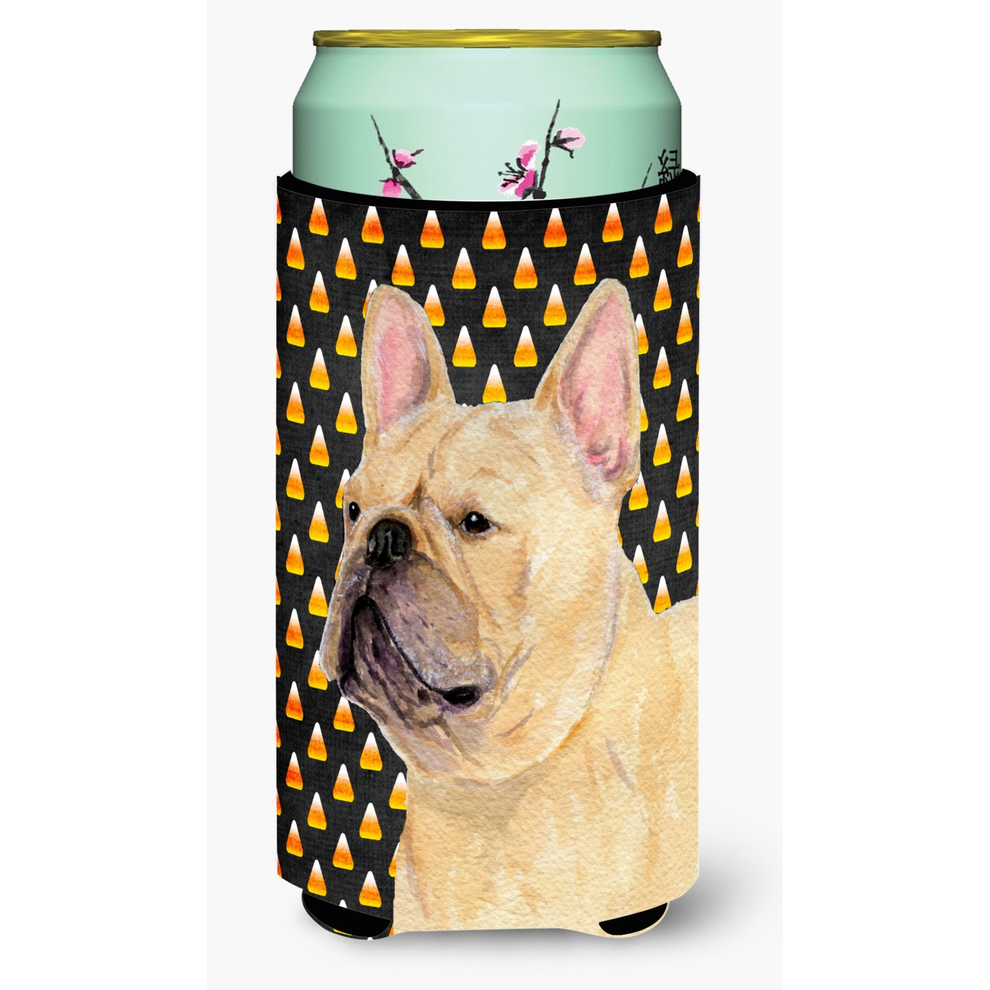 French Bulldog Candy Corn Halloween Portrait  Tall Boy Beverage Insulator Beverage Insulator Hugger