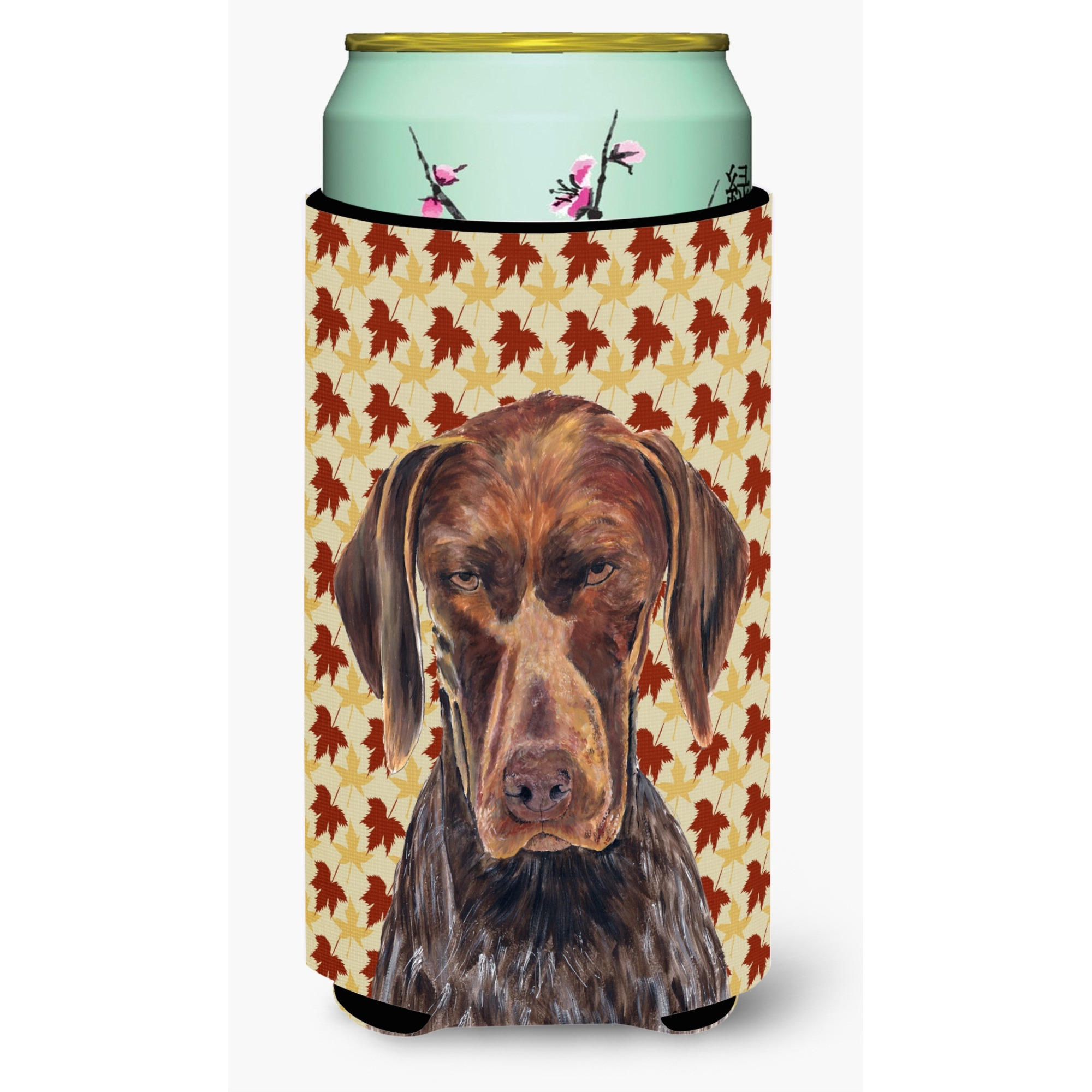 German Shorthaired Pointer Fall Leaves Portrait  Tall Boy Beverage Insulator Beverage Insulator Hugger
