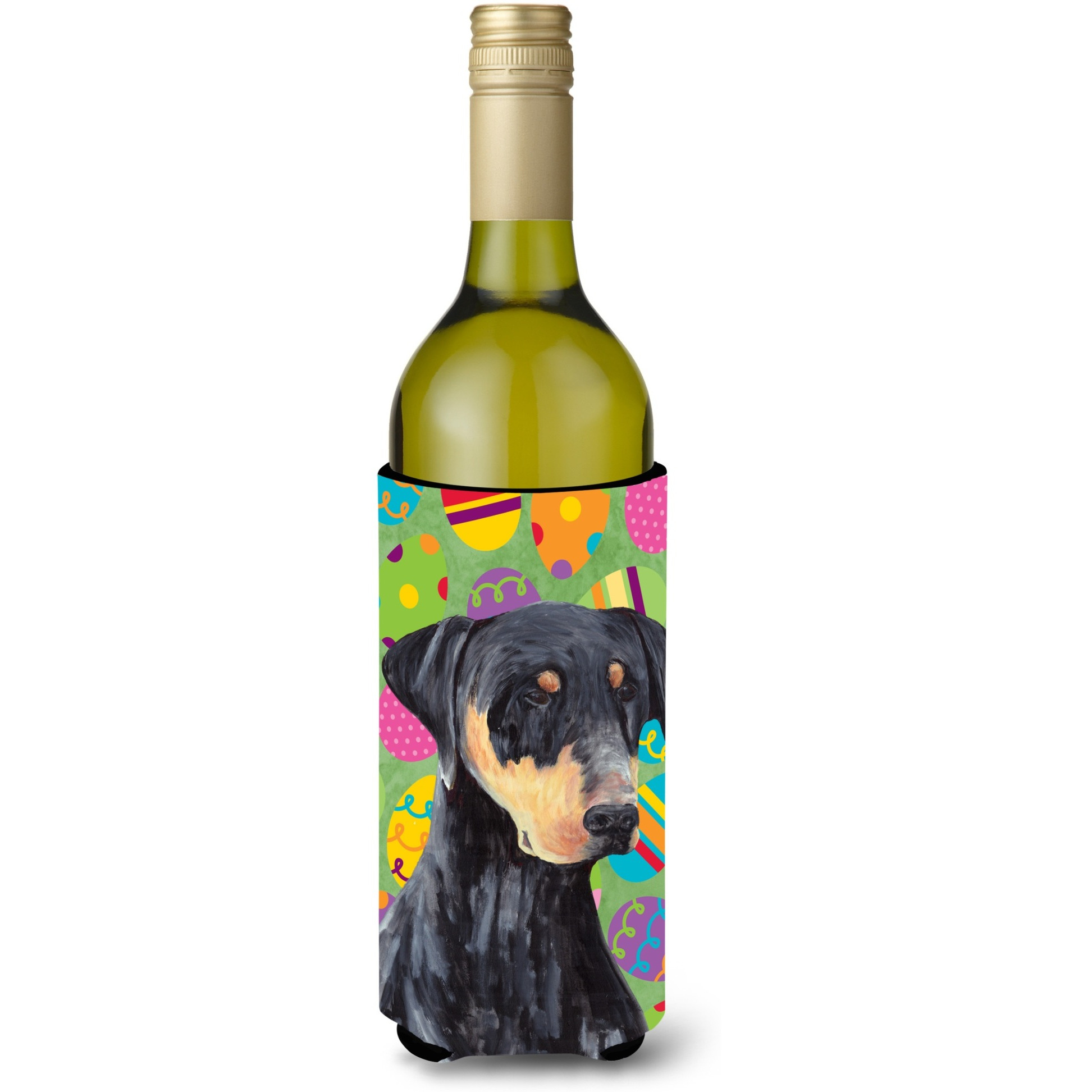 Doberman Easter Eggtravaganza Wine Bottle Beverage Insulator Beverage Insulator Hugger
