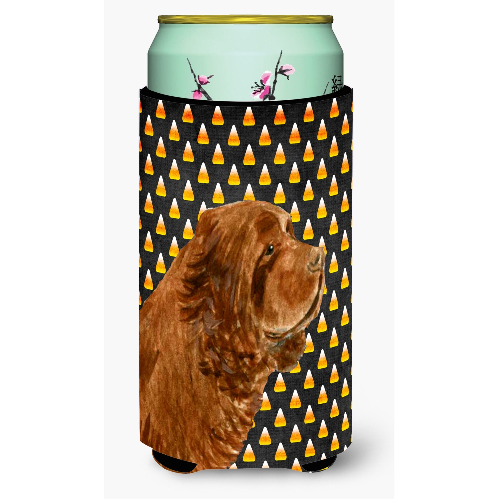 Sussex Spaniel Candy Corn Halloween Portrait  Tall Boy Beverage Insulator Beverage Insulator Hugger