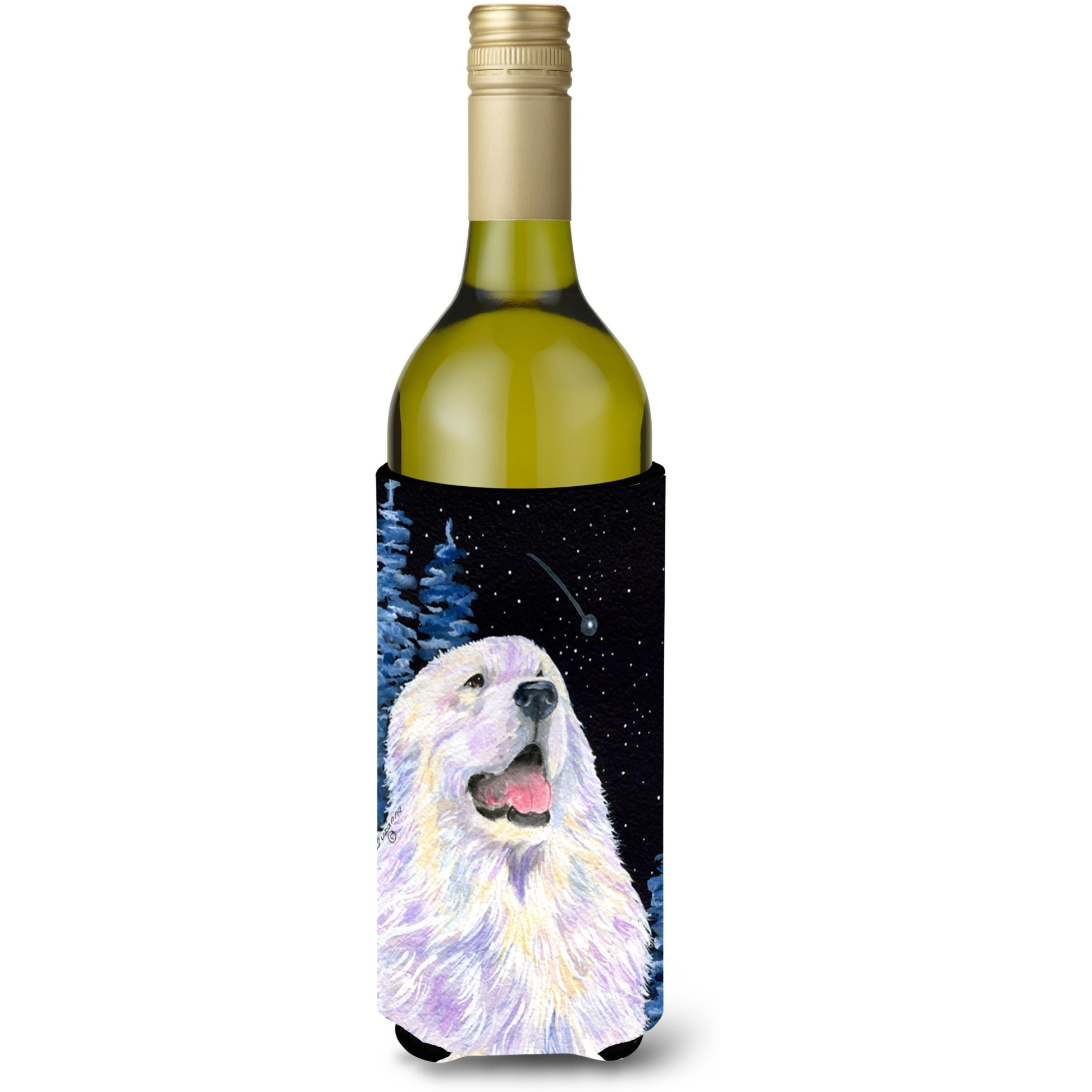 Starry Night Great Pyrenees Wine Bottle Beverage Insulator Beverage Insulator Hugger