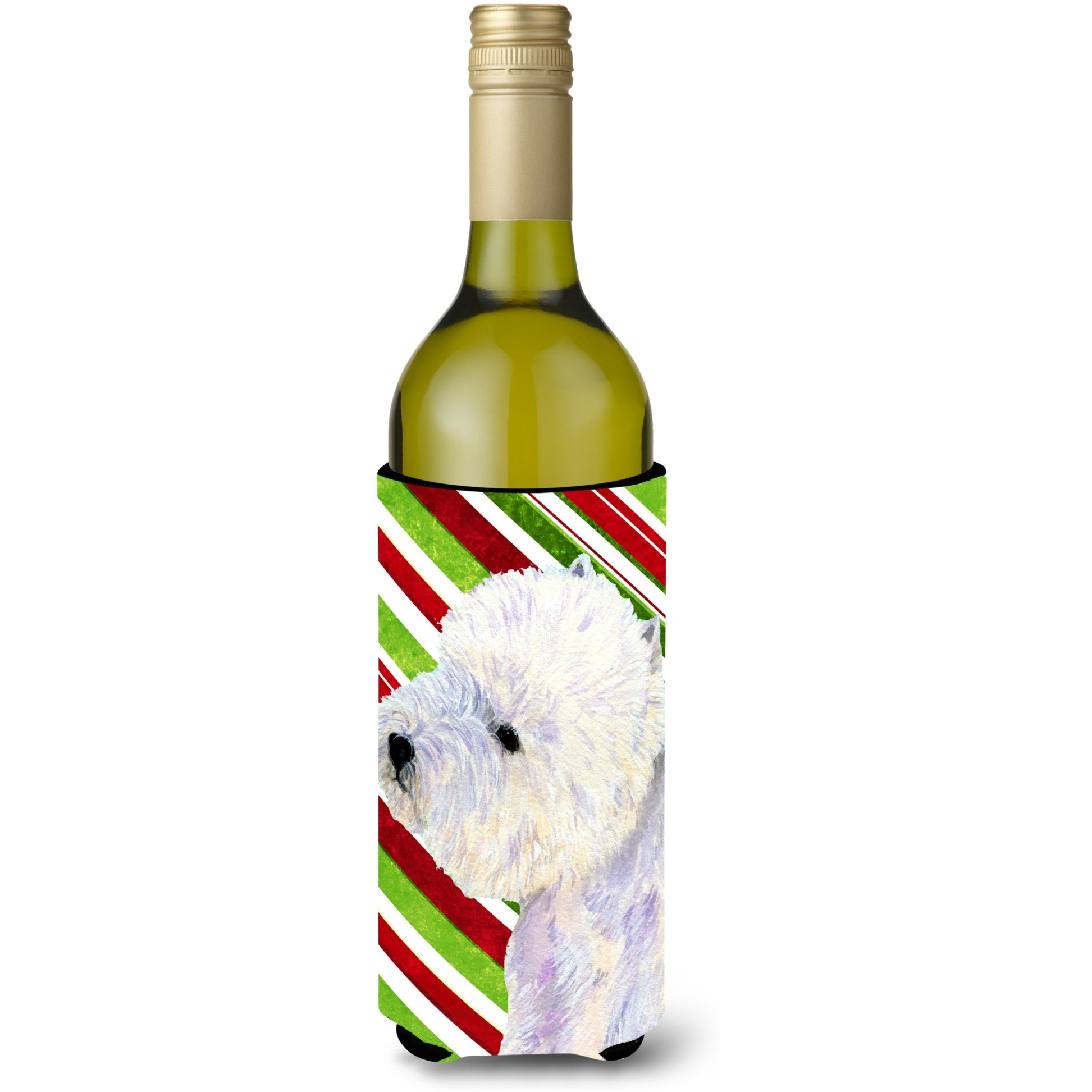Westie Candy Cane Holiday Christmas Wine Bottle Beverage Insulator Beverage Insulator Hugger