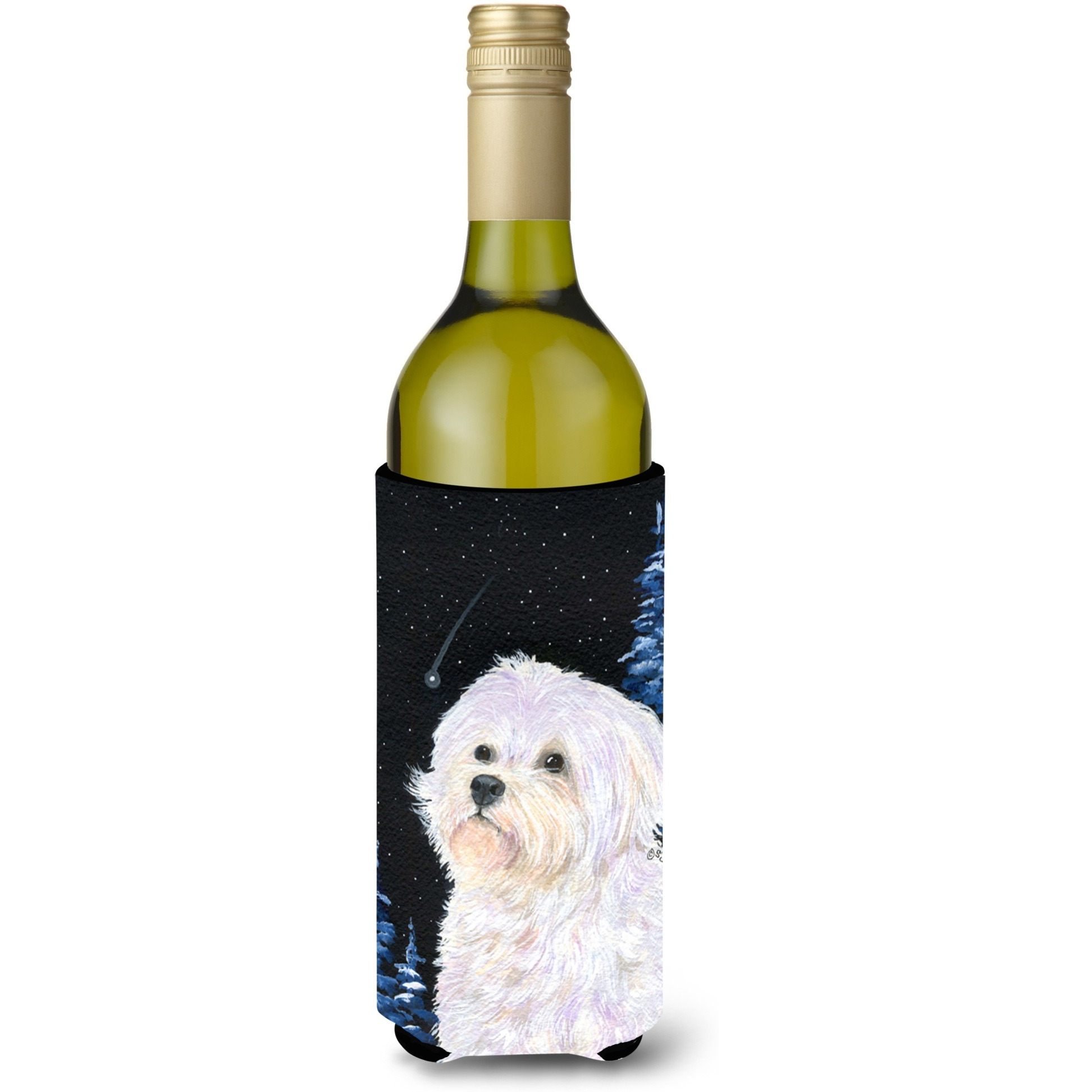 Starry Night Maltese Wine Bottle Beverage Insulator Beverage Insulator Hugger SS8461LITERK