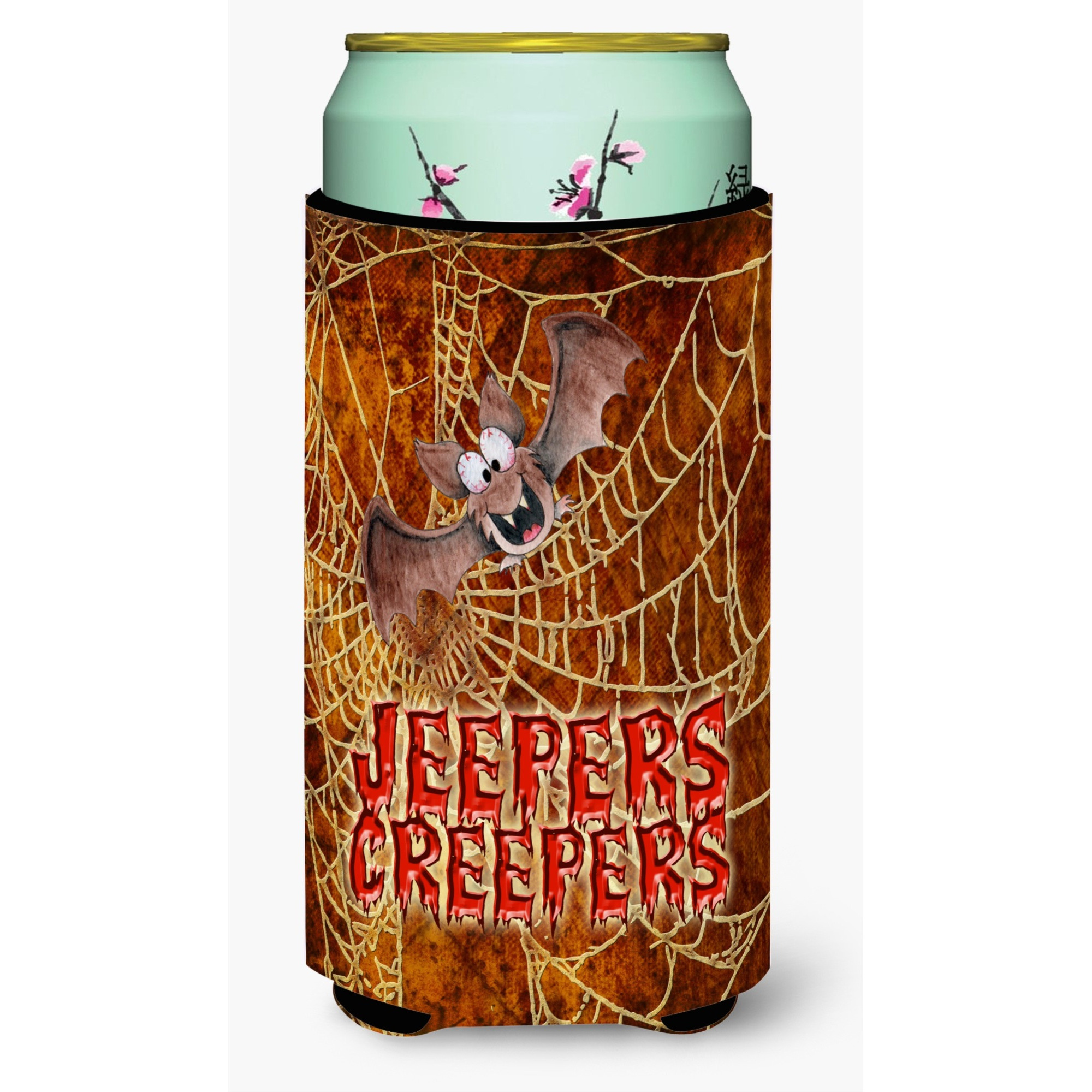 Jeepers Creepers with Bat and Spider web Halloween  Tall Boy Beverage Insulator Beverage Insulator Hugger