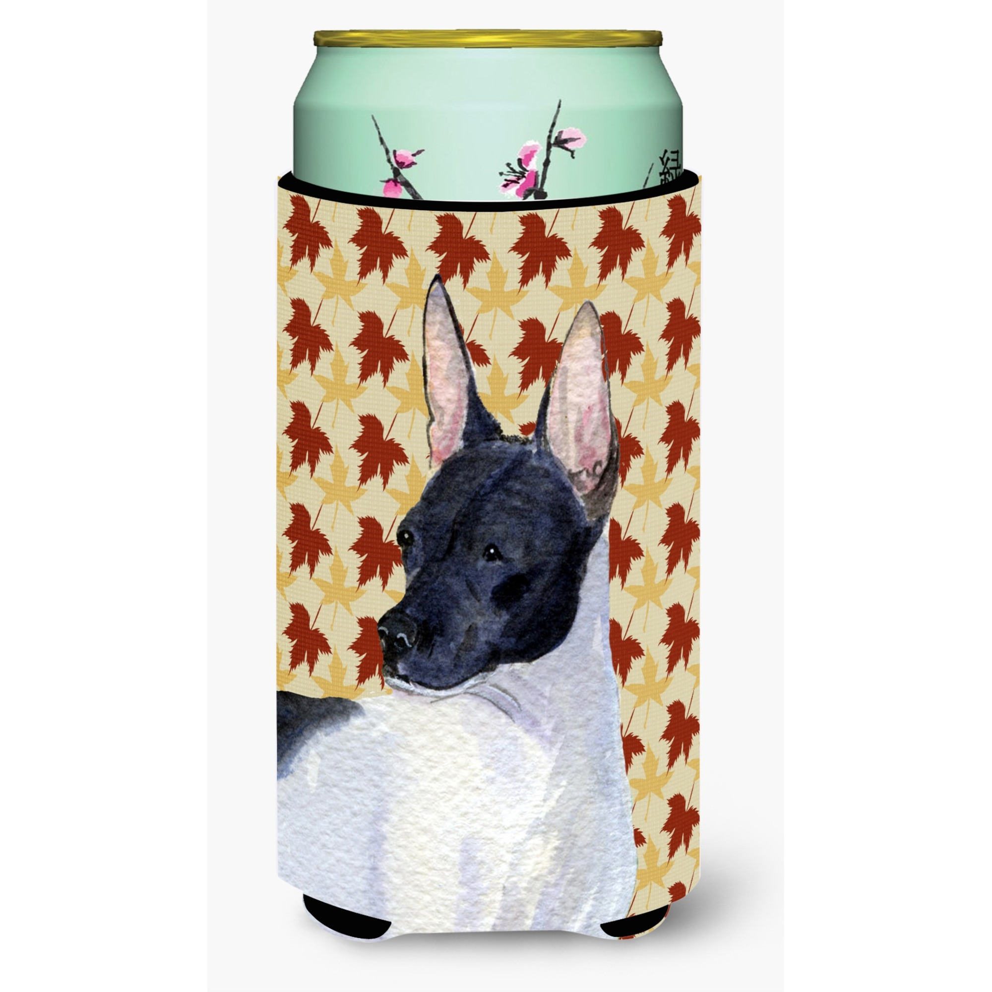 Rat Terrier Fall Leaves Portrait  Tall Boy Beverage Insulator Beverage Insulator Hugger