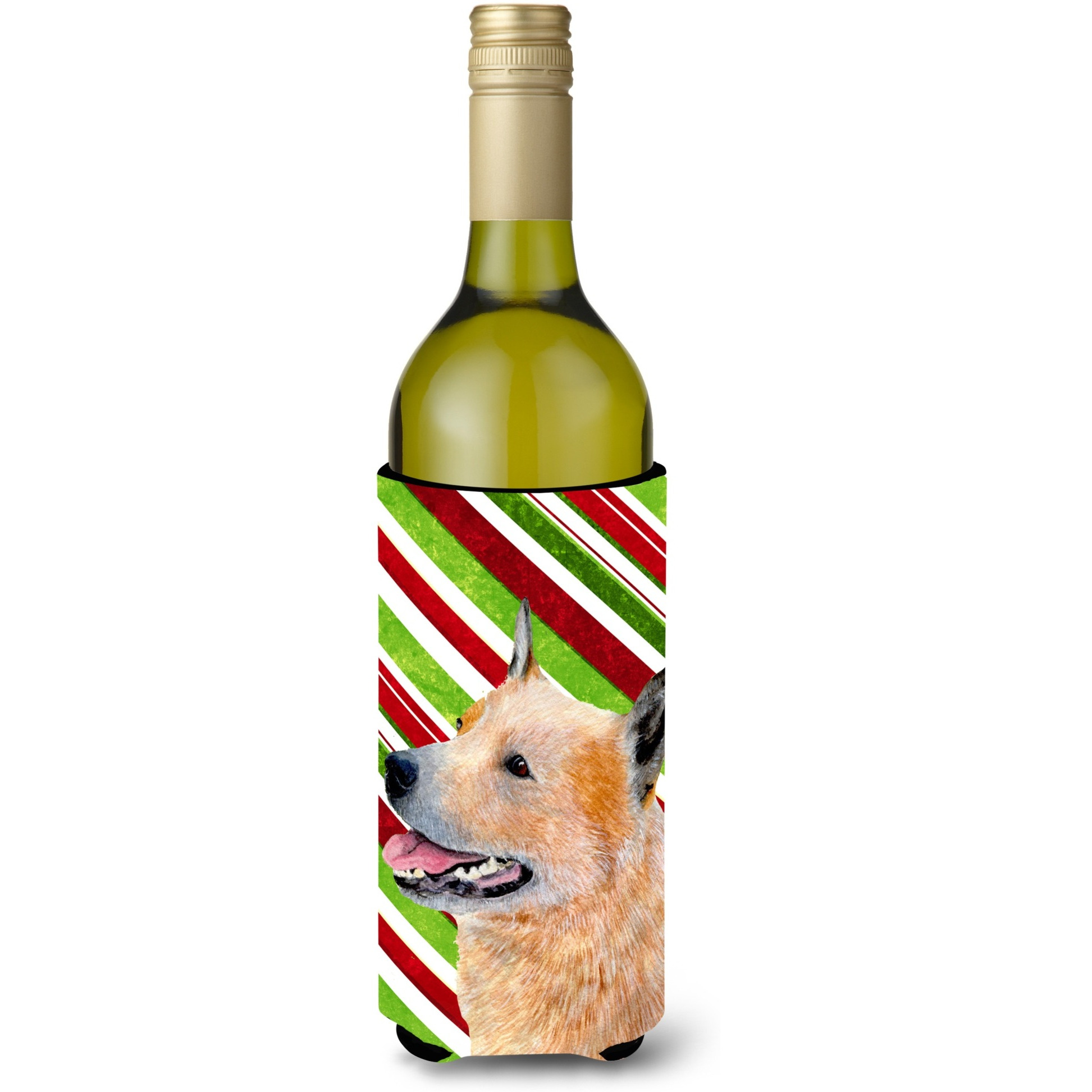 Australian Cattle Dog Candy Cane Holiday Christmas Wine Bottle Beverage Insulator Beverage Insulator Hugger