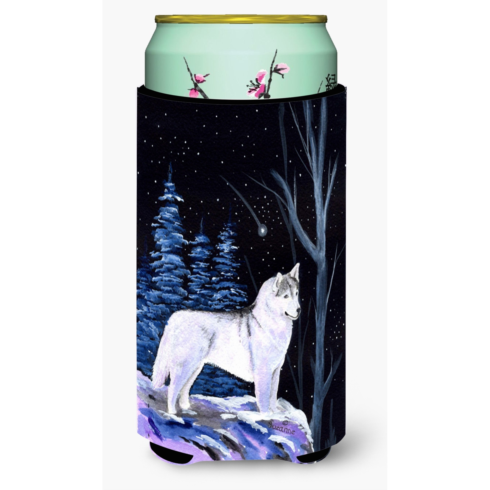 Starry Night Siberian Husky  Tall Boy Beverage Insulator Beverage Insulator Hugger