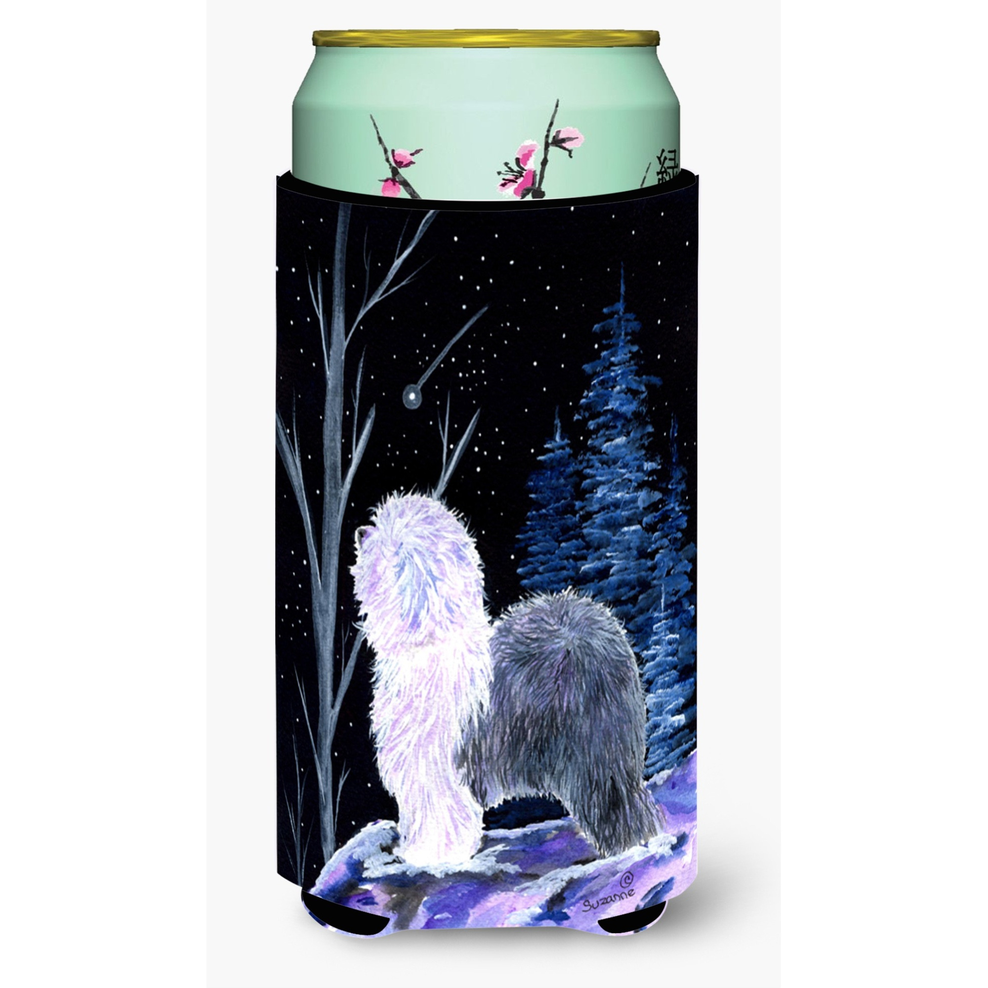 Starry Night Old English Sheepdog  Tall Boy Beverage Insulator Beverage Insulator Hugger