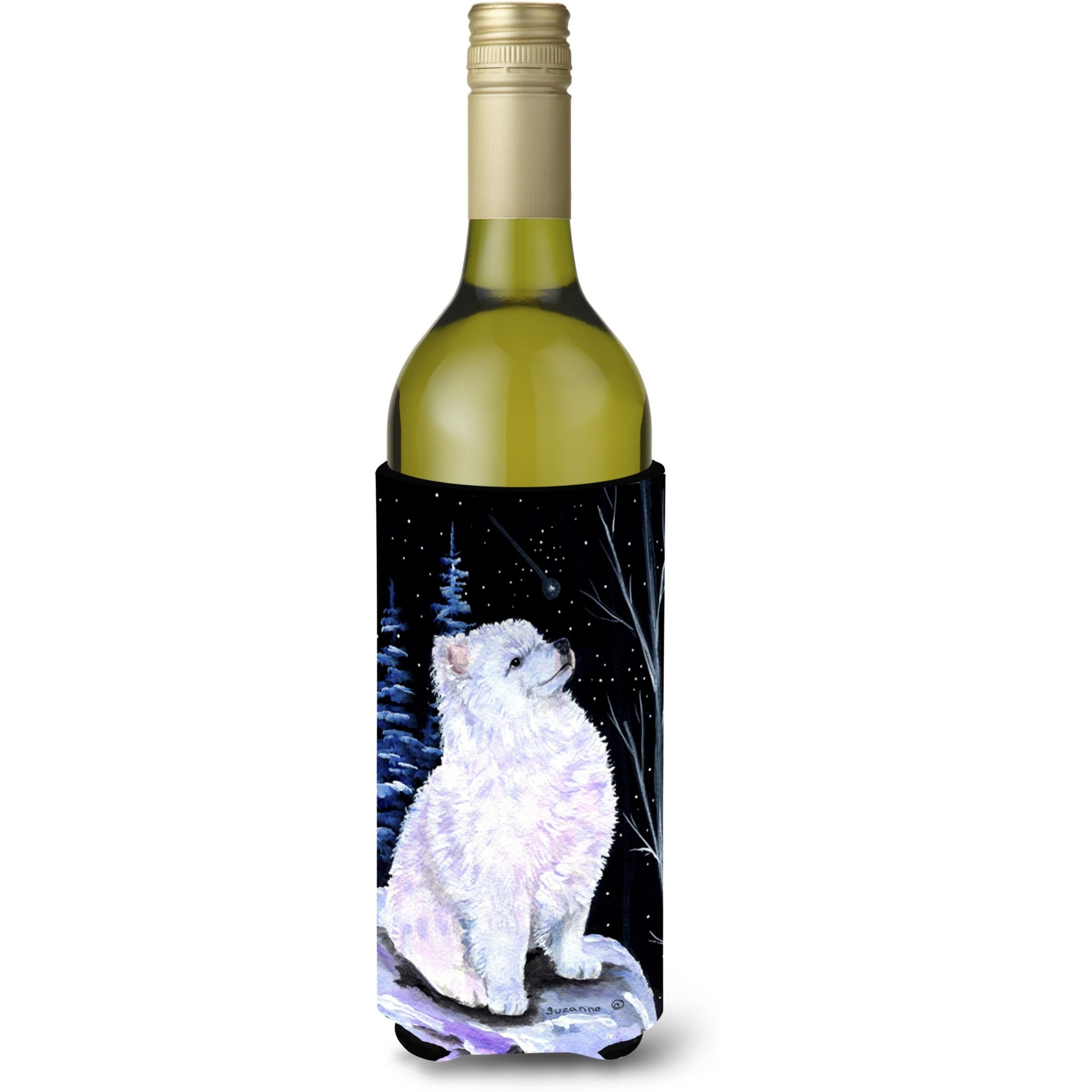 Starry Night American Eskimo Wine Bottle Beverage Insulator Beverage Insulator Hugger