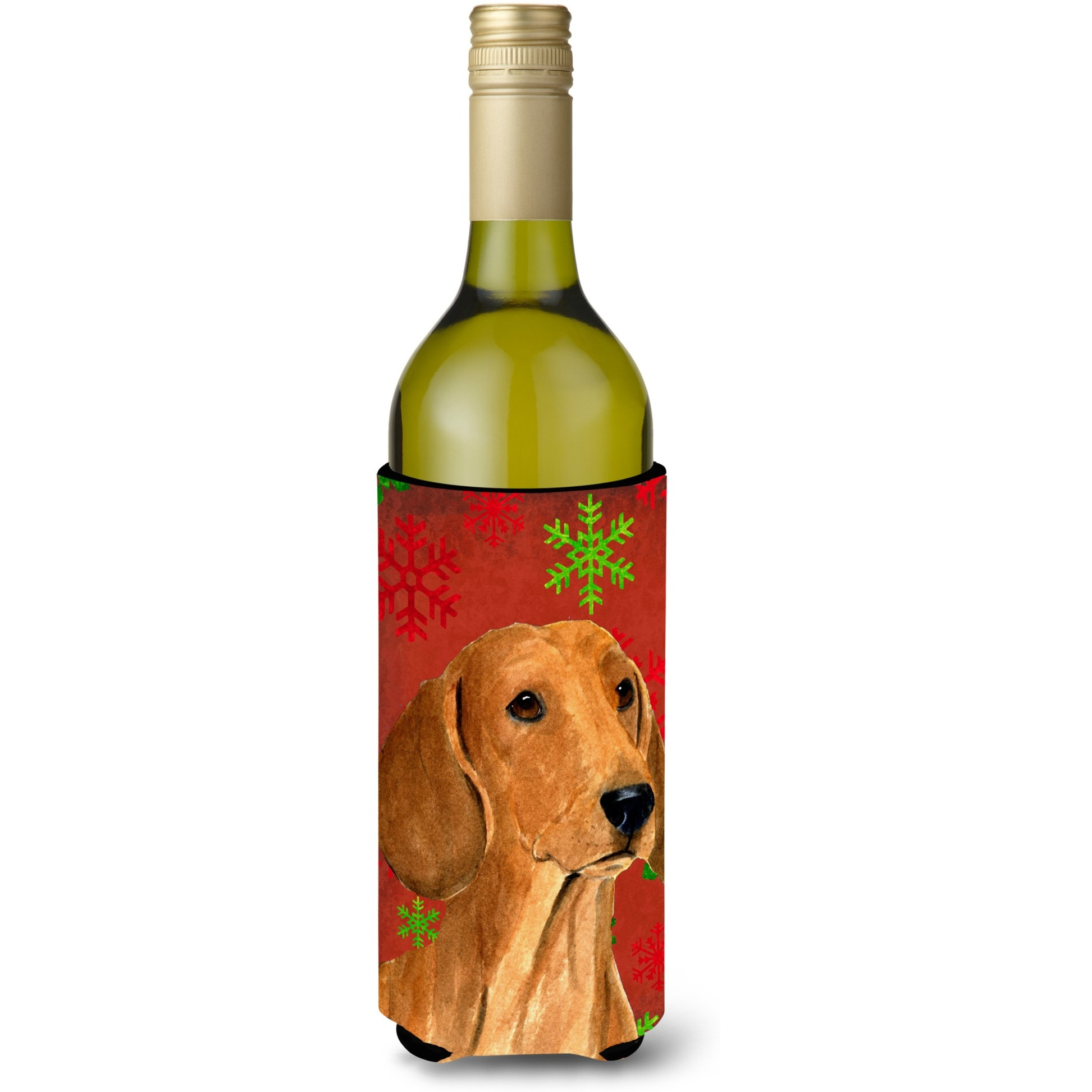 Dachshund Snowflakes Holiday Christmas Wine Bottle Beverage Insulator Beverage Insulator Hugger