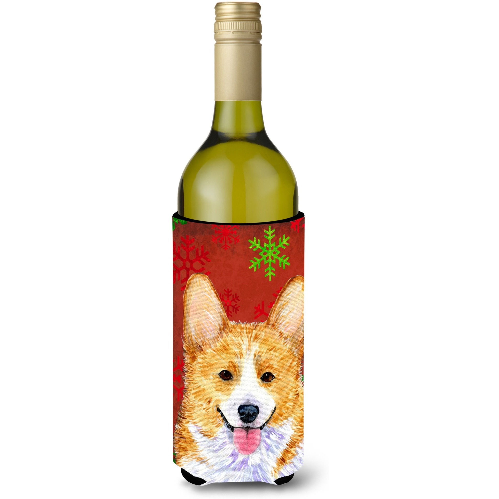 Corgi Snowflakes Holiday Christmas Wine Bottle Beverage Insulator Beverage Insulator Hugger