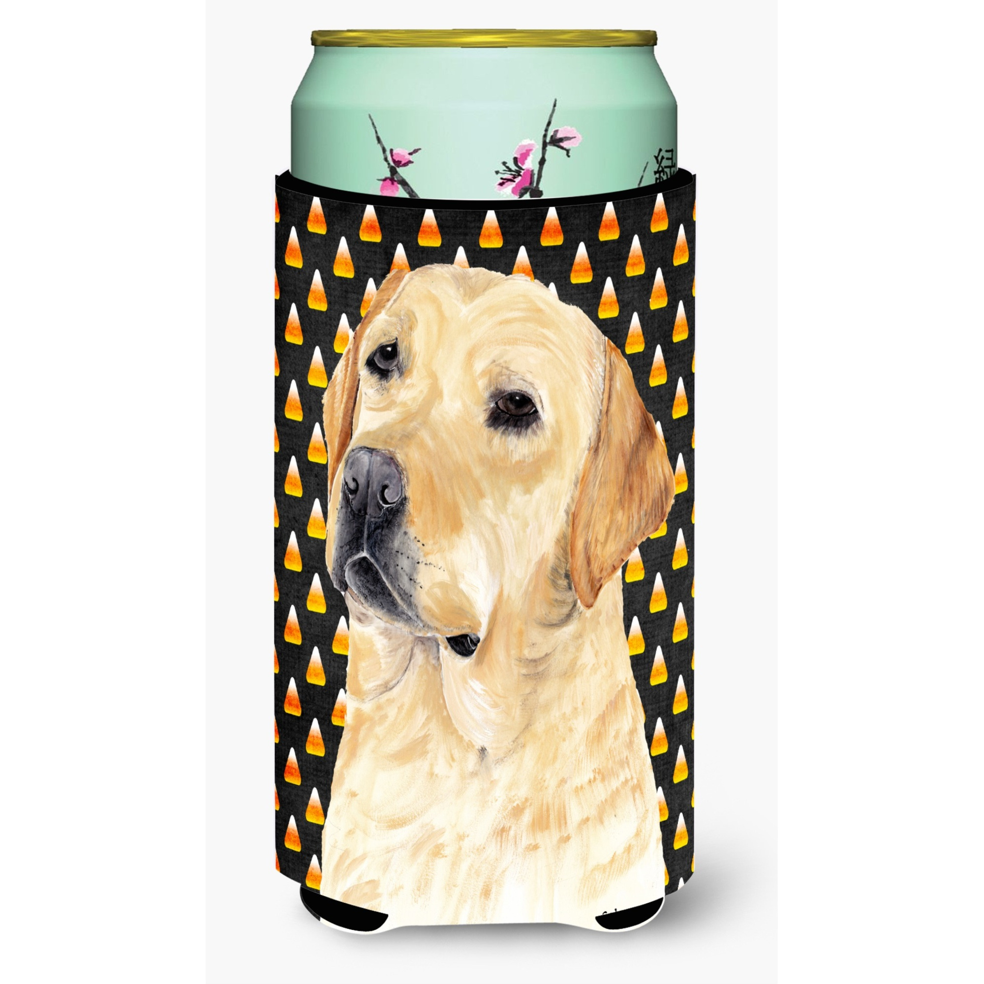 Labrador Yellow Candy Corn Halloween Portrait  Tall Boy Beverage Insulator Beverage Insulator Hugger