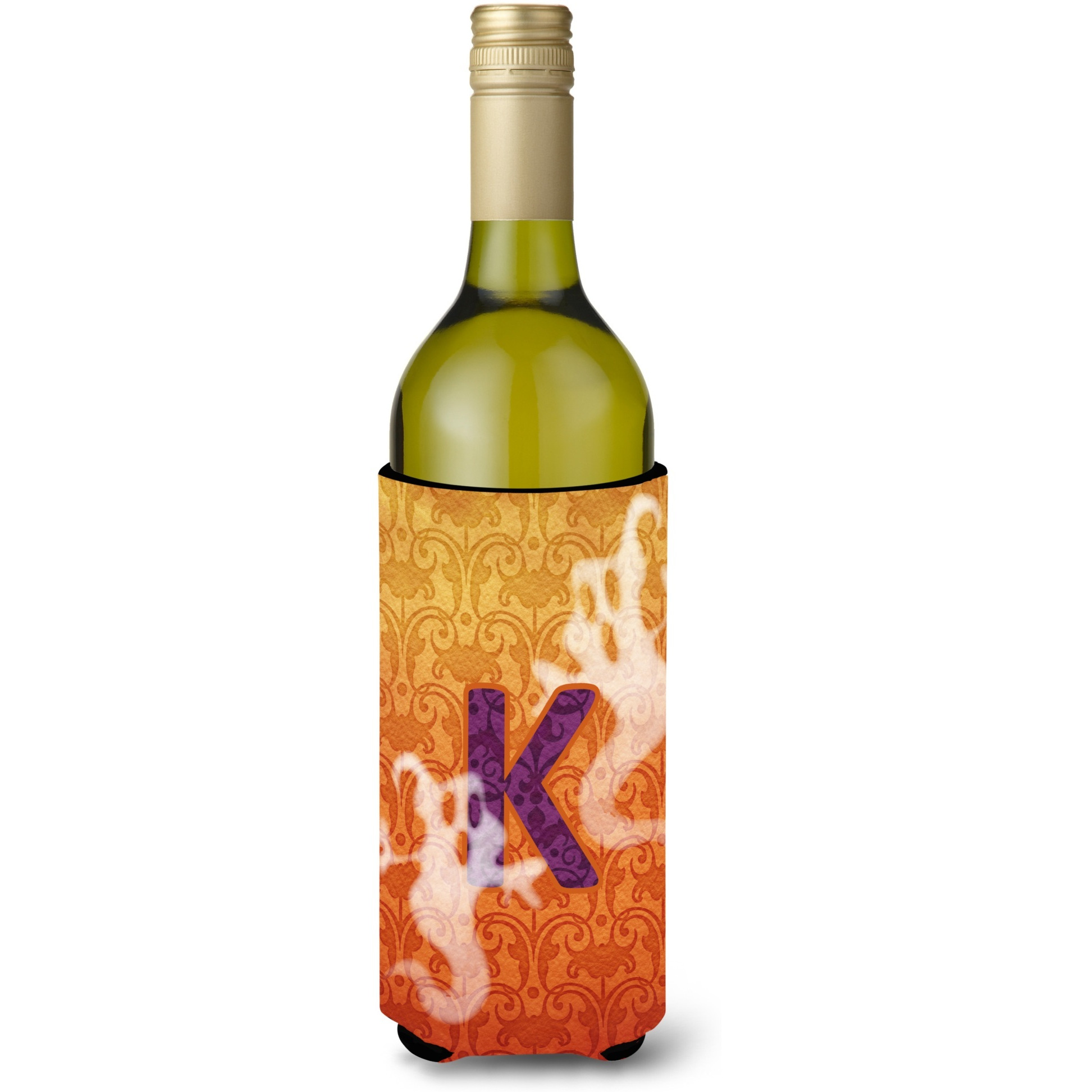 Halloween Ghosts Monogram Initial  Letter K Wine Bottle Beverage Insulator Beverage Insulator Hugger